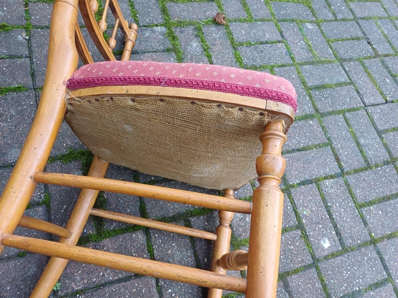 Vintage Victorian Country House Spindle Back Side Chair With Upholstered Seat photo vintage