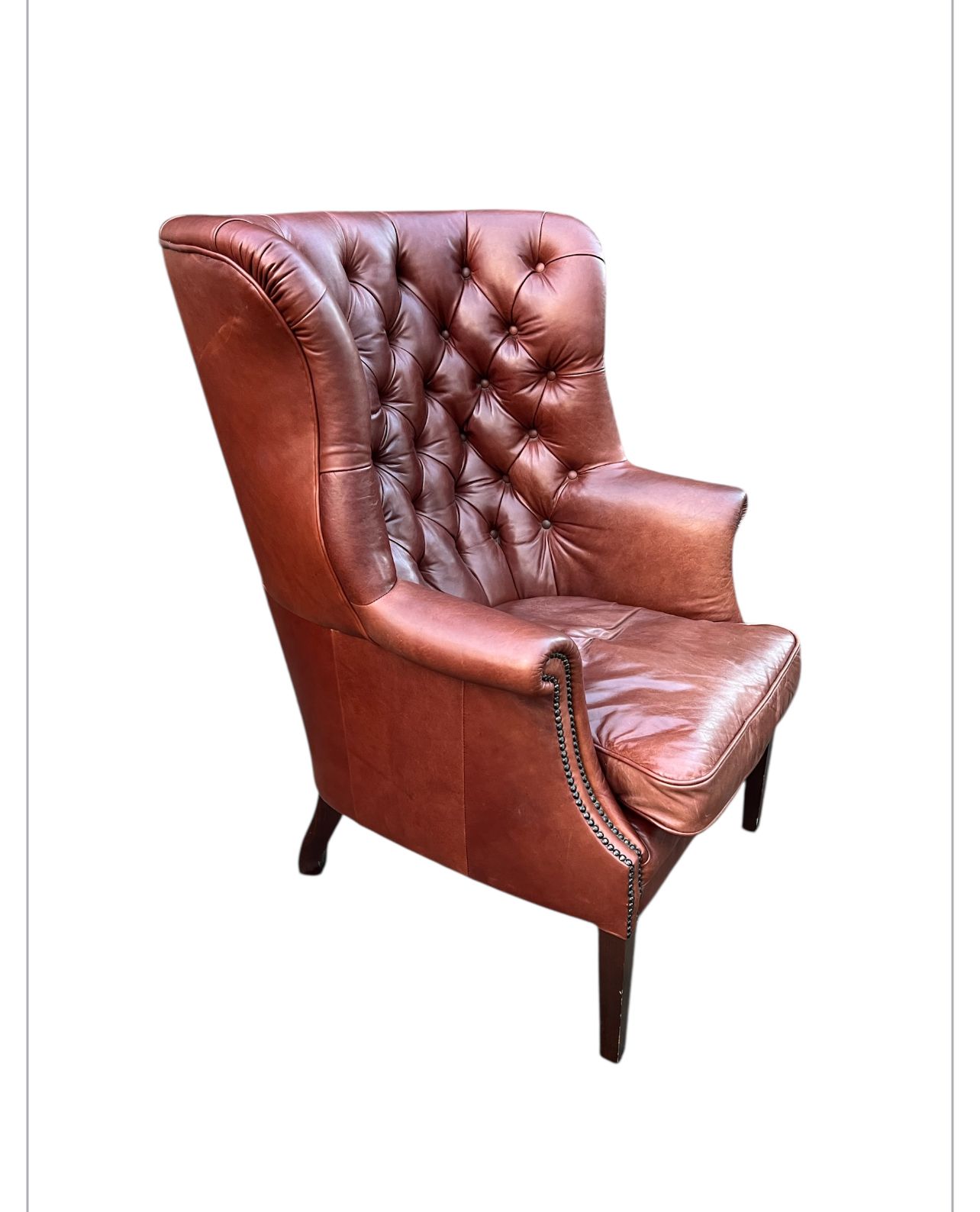 Original Tetrad Chesterfield Wingback (Mackenzie ) Harris Teed Model With Matching Stool photo Furniture