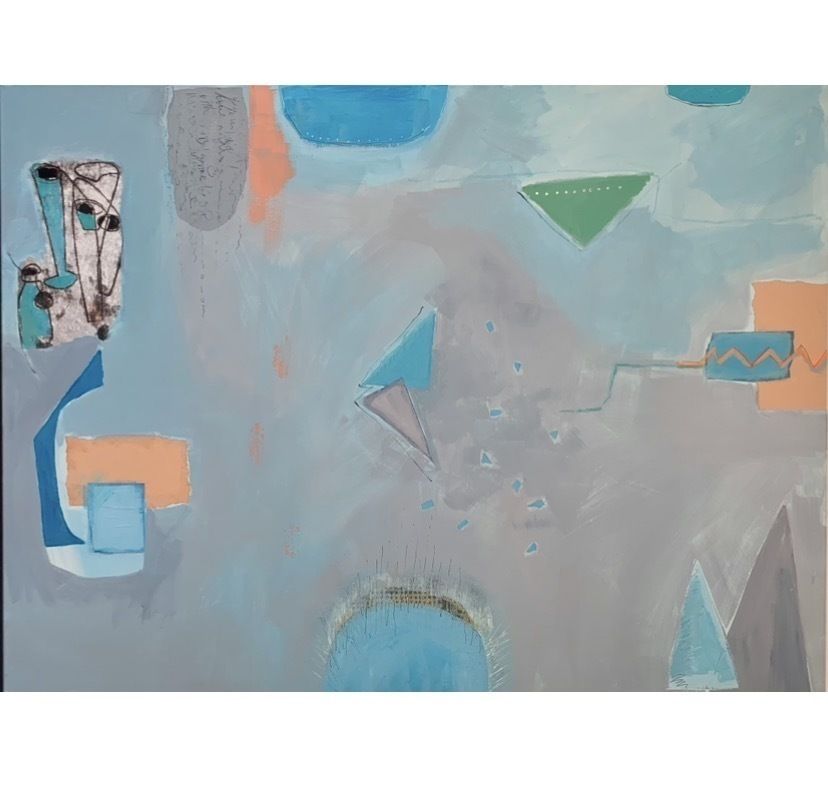 Original Abstract Painting – Blue Moon Rising 2 By Maggie Laporte Banks | Large Contemporary Signed Canvas photo for sale