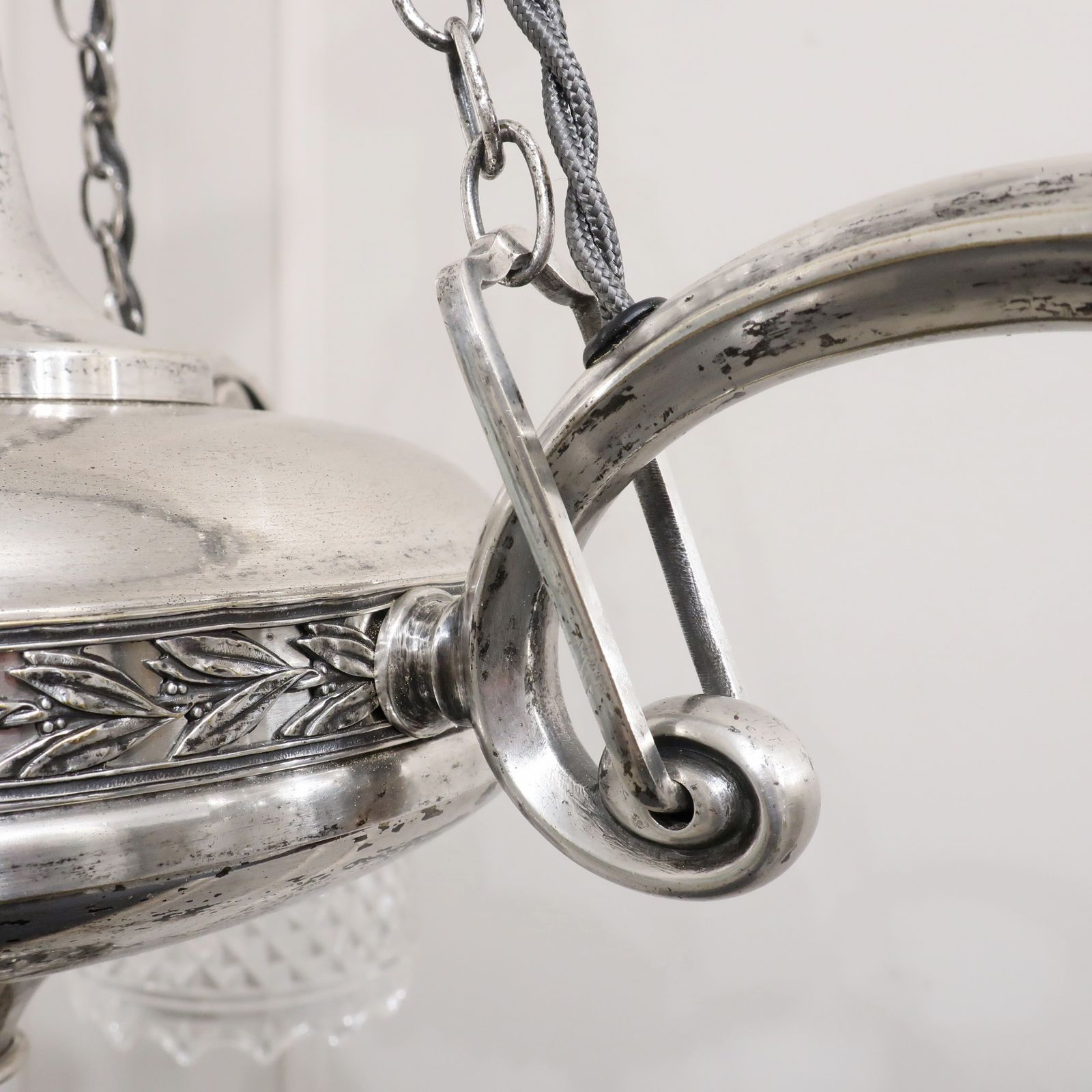 Edwardian Silver Chandelier With Crystal Glass Shades Attributed To Osler photo vintage