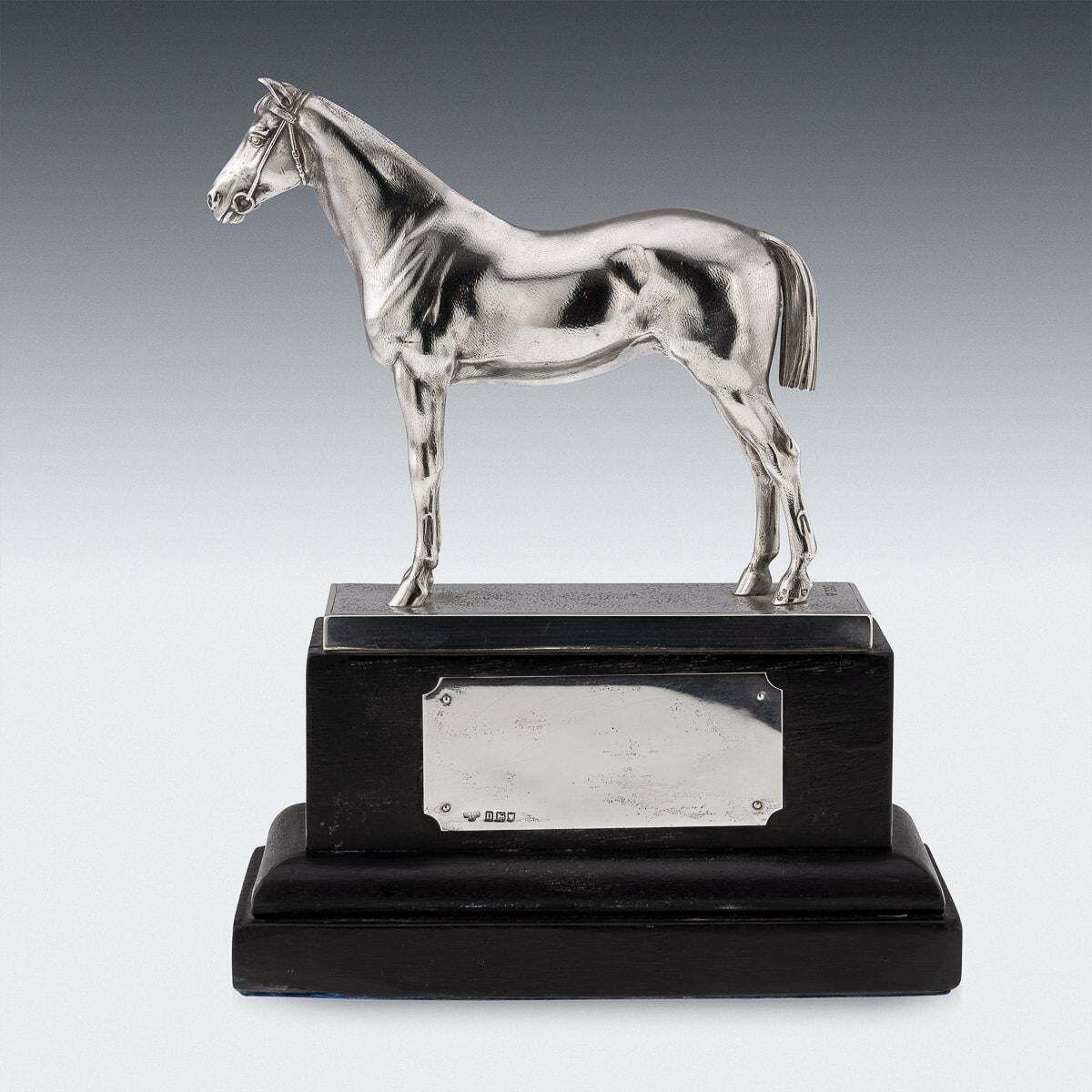 Antique 20th Century Edwardian English Solid Silver Horse Trophy On Stand C.1908 photo 3195.0