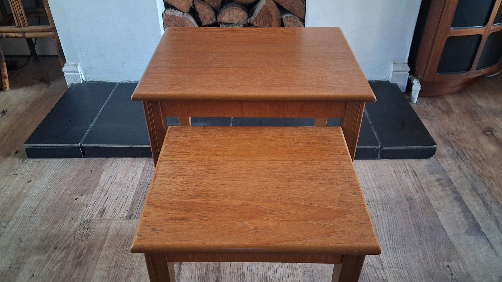 1970's Teak Mid Century  Pair / Nest Of Tables photo vintage