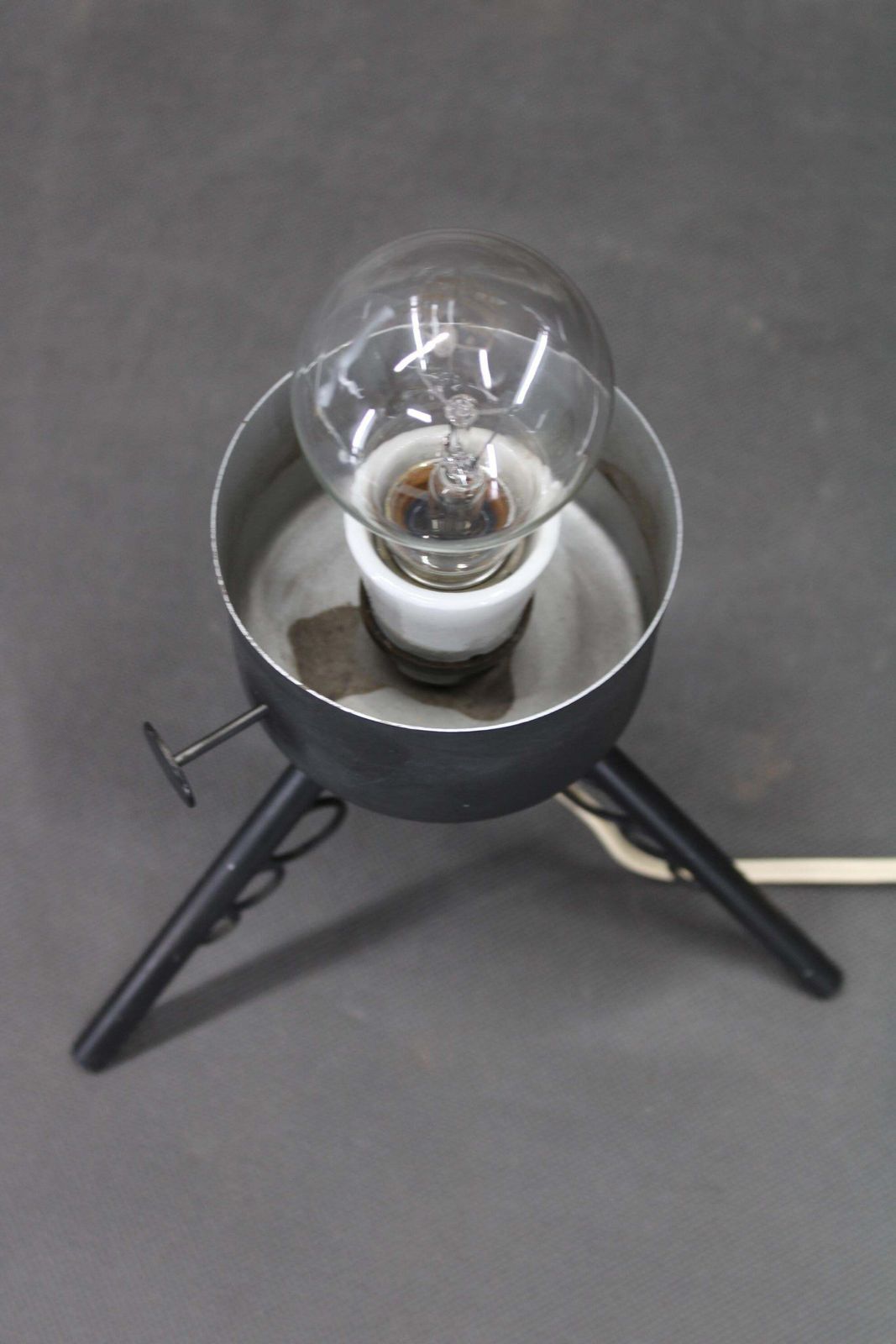 Lighting 1960s Czech Mid Century Table Lamp With Sculptural Glass Shade And Metal Tripod photo