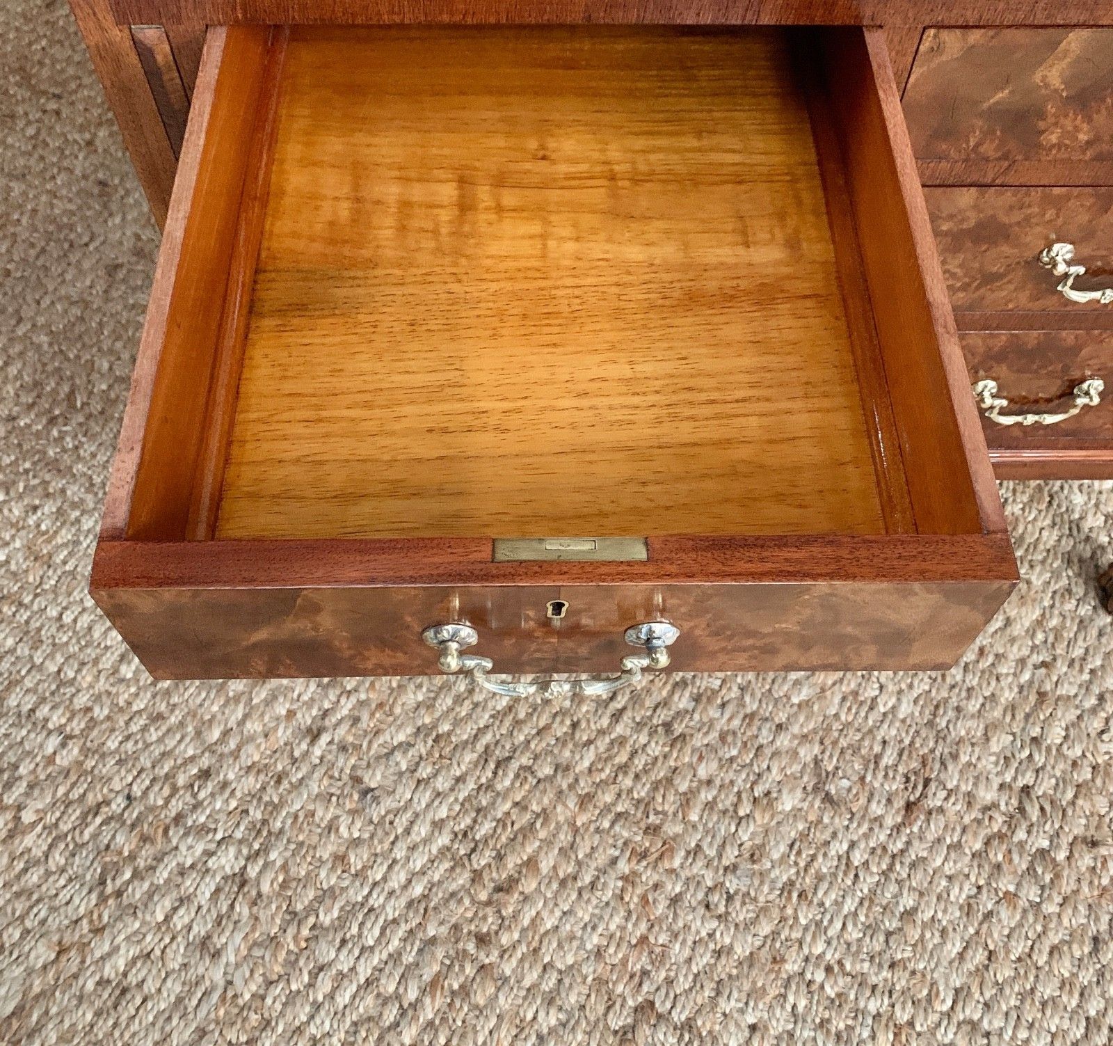 Mid Century Burr Walnut Bureau Desk By Leemings Furnishers Ltd, Halifax photo vintage