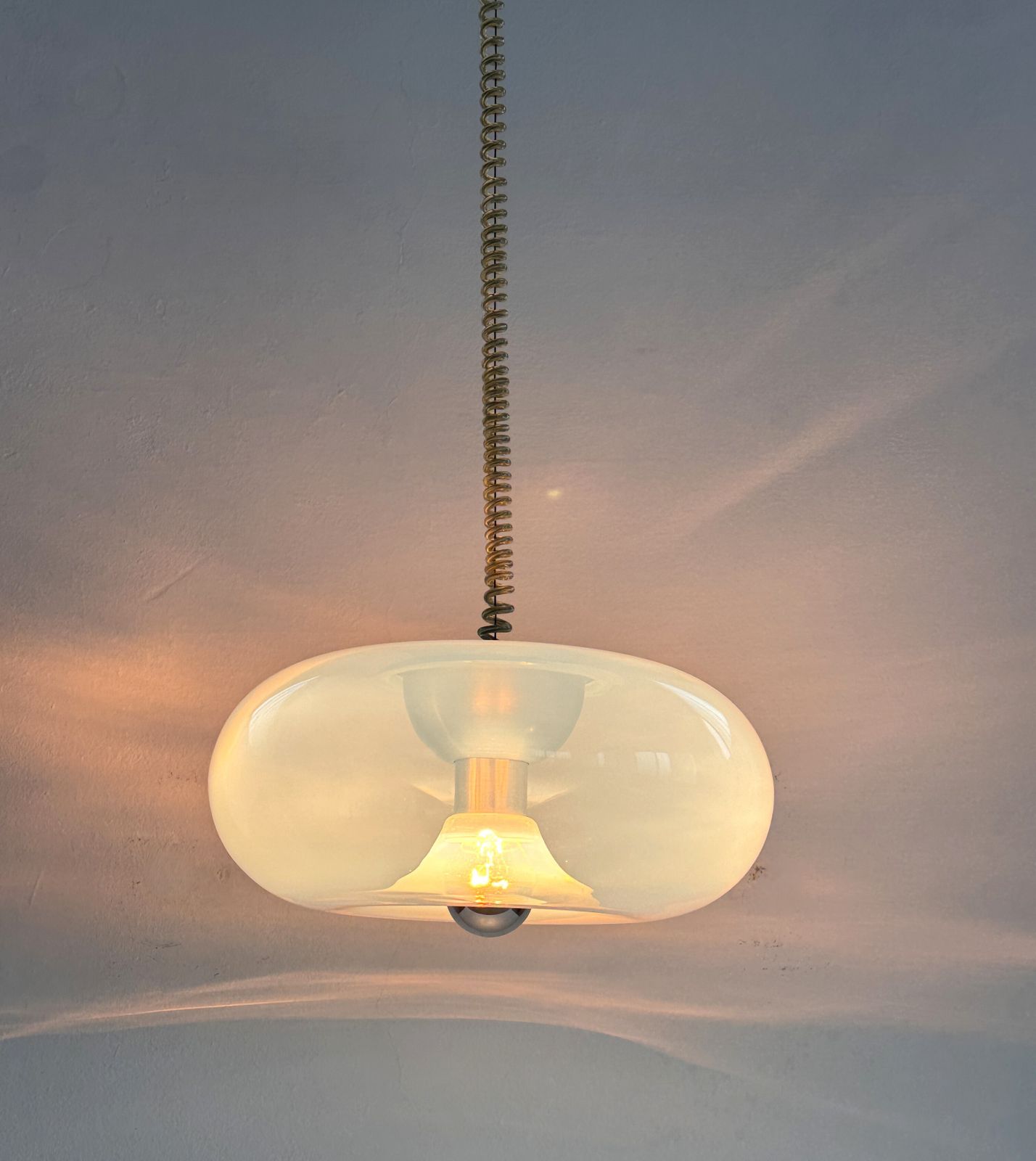 Italian Midcentury Opaline Pendant Light Medusa By Carlo Nason For Leucos, 1970s photo for sale