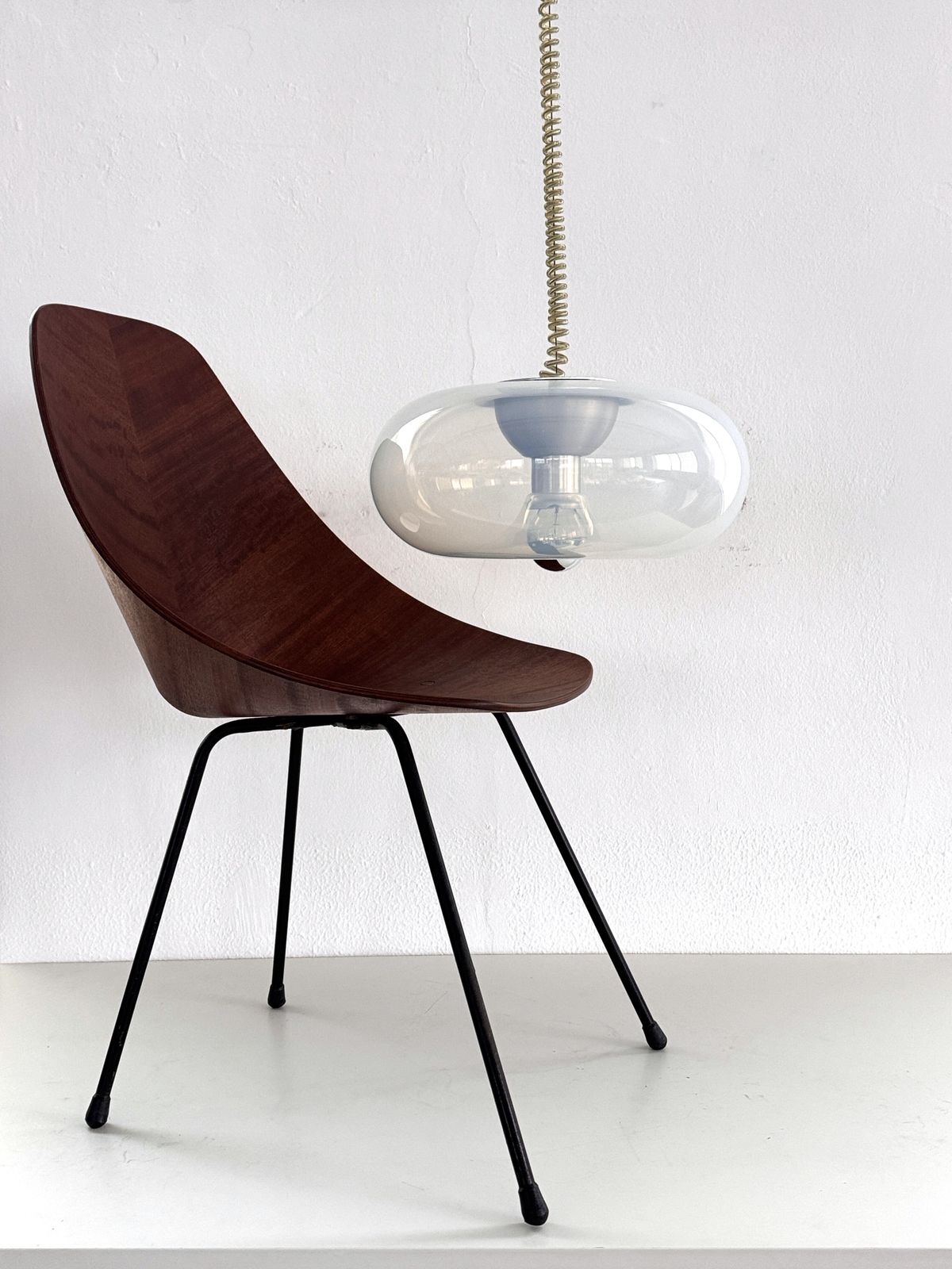 photo buy Italian Midcentury Opaline Pendant Light Medusa By Carlo Nason For Leucos, 1970s
