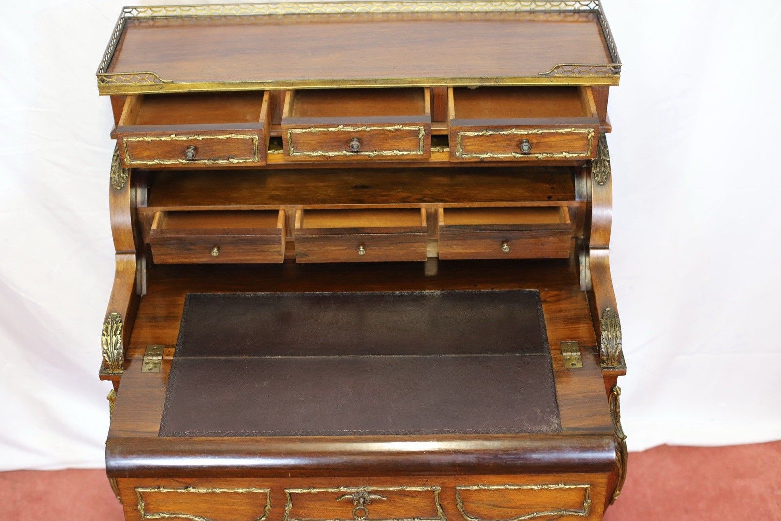 Fine French Rosewood And Gilt Metal Mounted Bureau Writing Desk photo vinterior