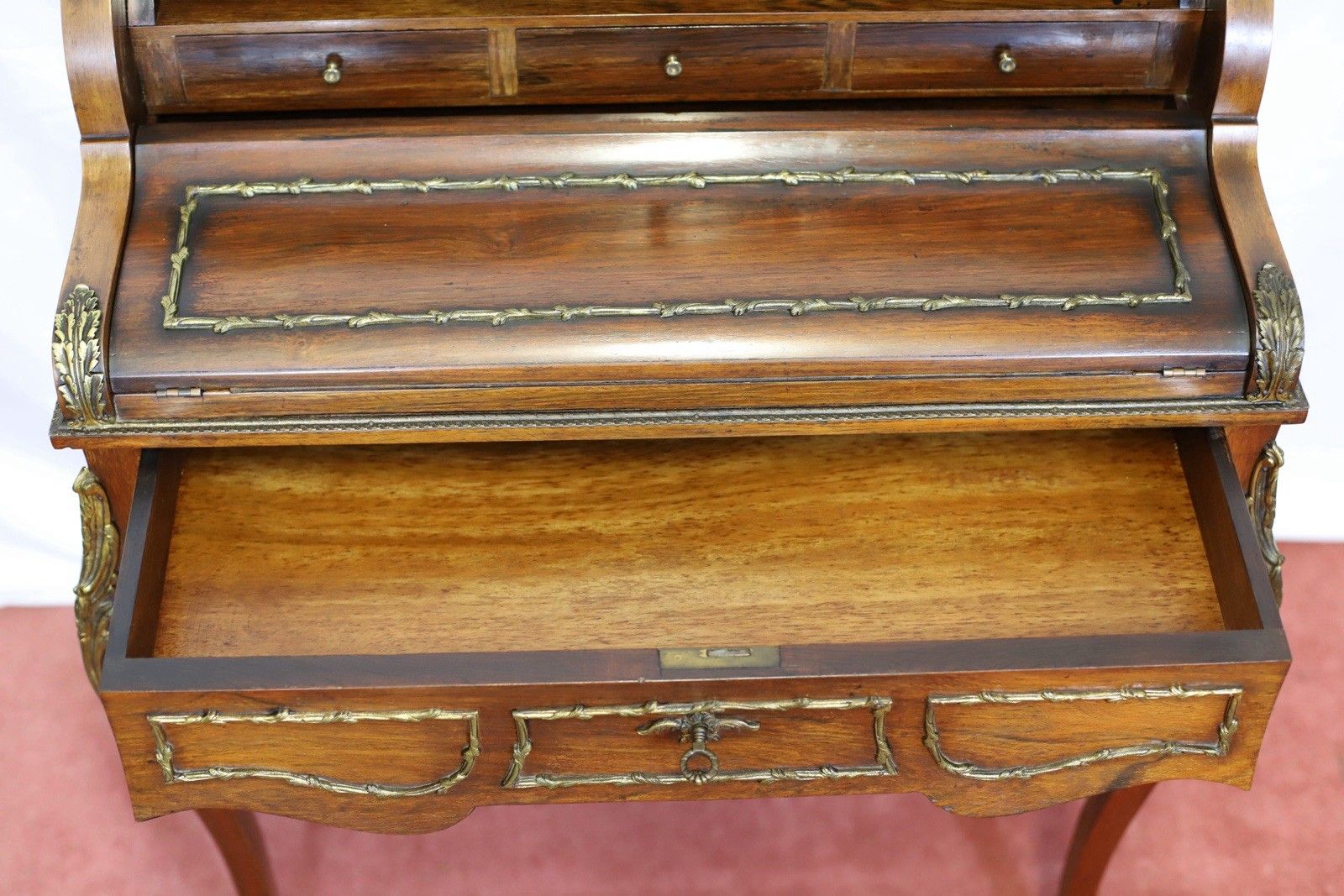 Furniture Fine French Rosewood And Gilt Metal Mounted Bureau Writing Desk photo