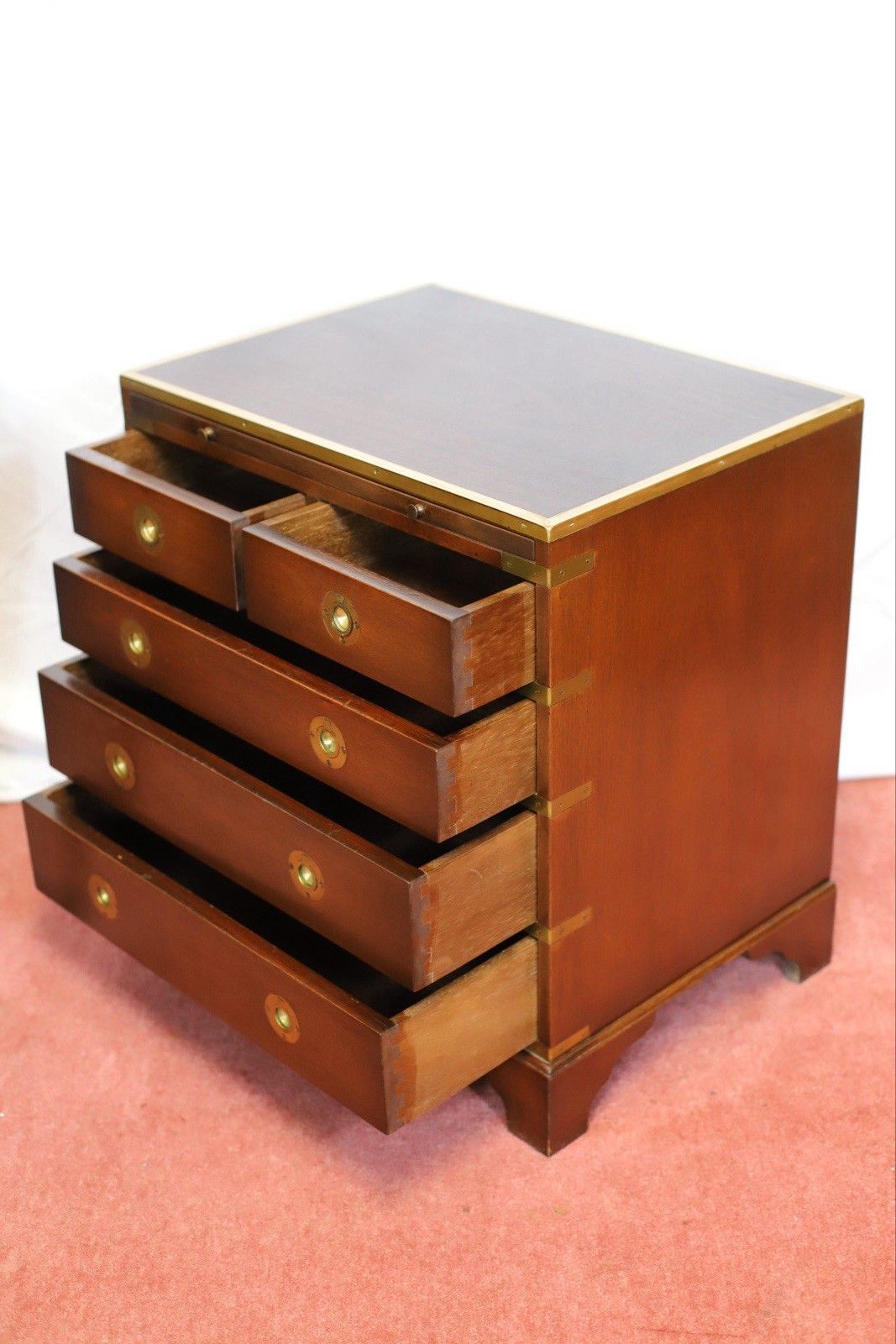 Lovely Mahogany And Brass Military Campaign Style Small Chest Of Drawers photo buy