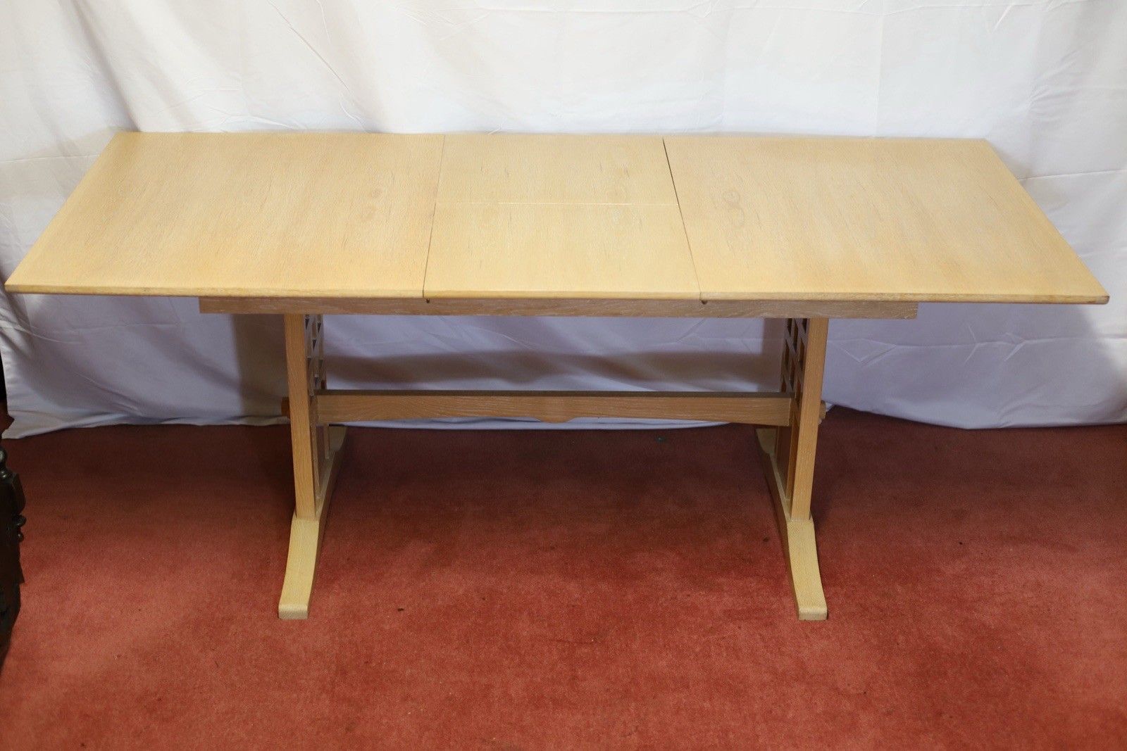 Bevan Funnel Reprodux Arts&Crafts Limed Oak Extended Dining Table And Six Chairs photo vinterior