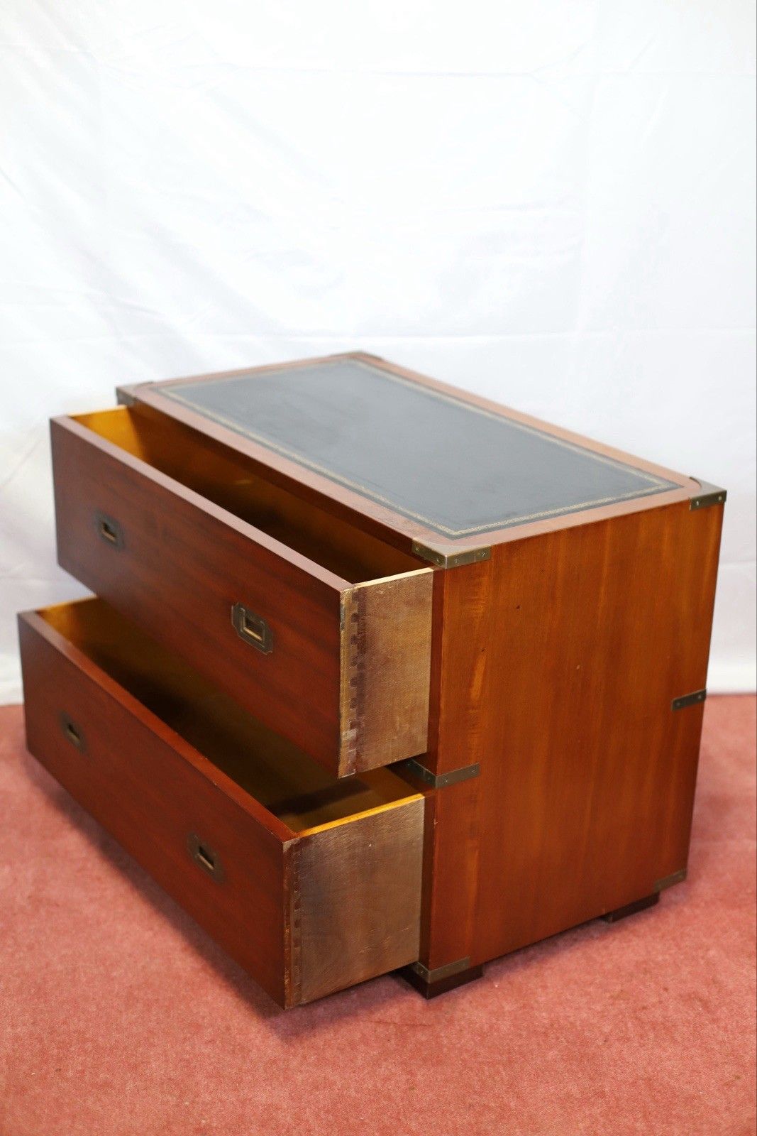 Lovely Military Campaign Style  Leather Top Two Drawers Chest photo 716.0