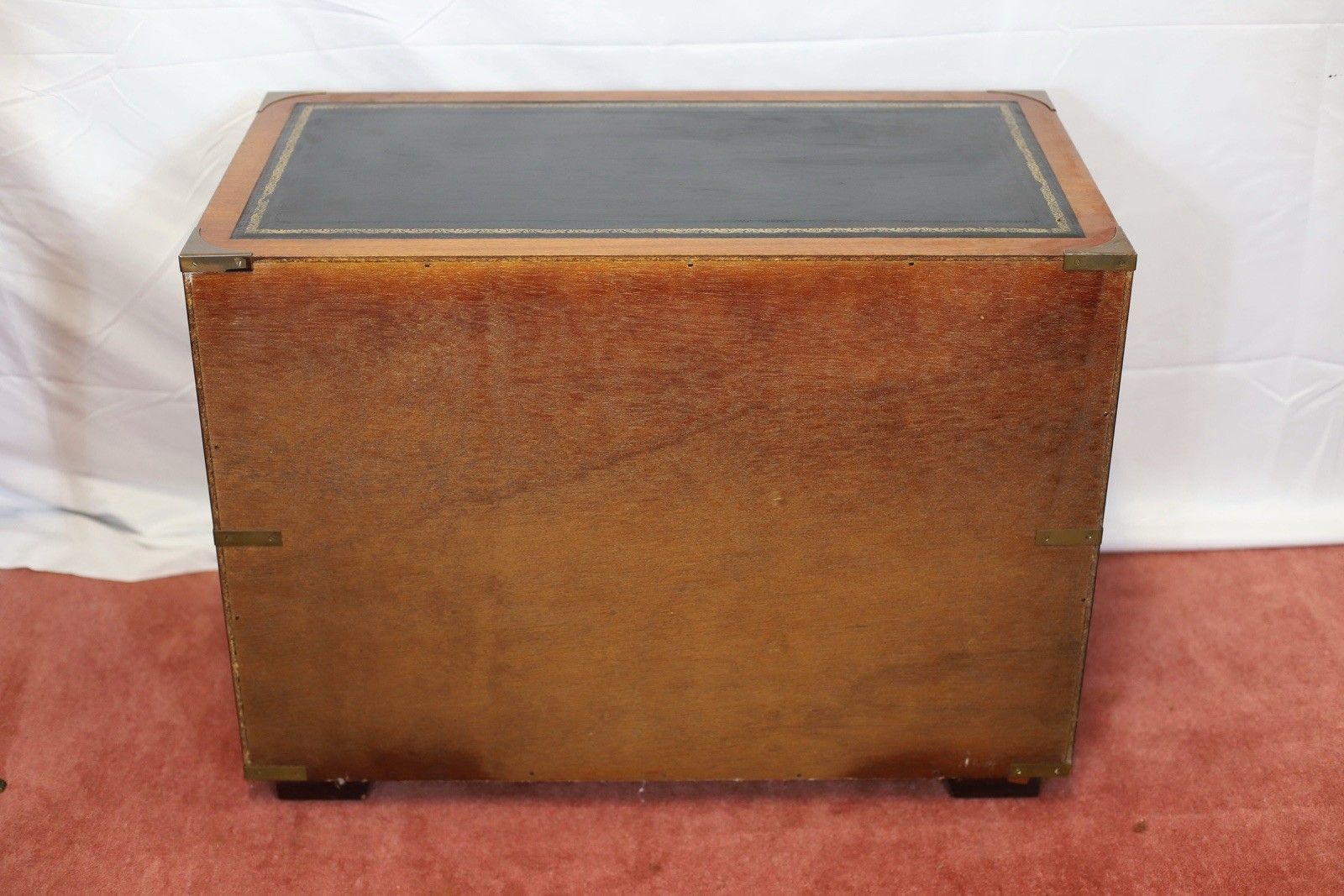 Lovely Military Campaign Style  Leather Top Two Drawers Chest photo buy