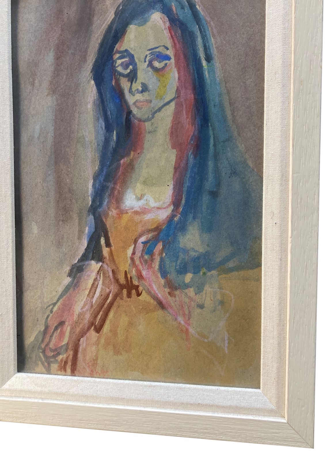 A Turkish Mid Century Framed Drawing Of A Lady photo for sale
