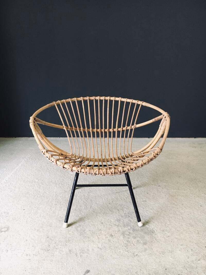 Mid Century Modern Design Bamboo Lounge Chair, Frankrijk, Ca. Jaren 1950 photo for sale