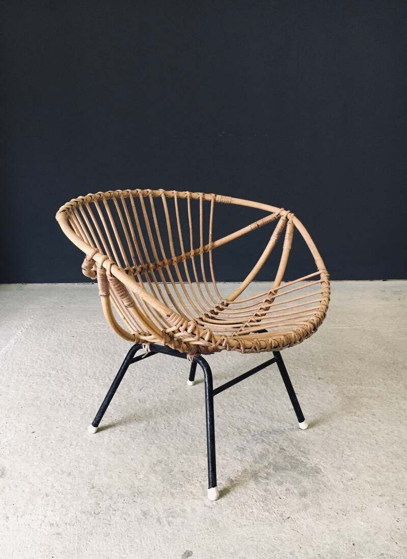 Mid Century Modern Design Bamboo Lounge Chair, Frankrijk, Ca. Jaren 1950 photo Meubels