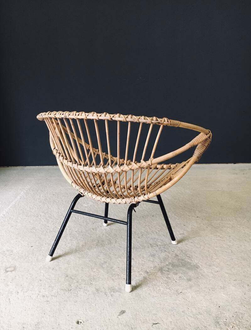 Mid Century Modern Design Bamboo Lounge Chair, Frankrijk, Ca. Jaren 1950 photo vinterior