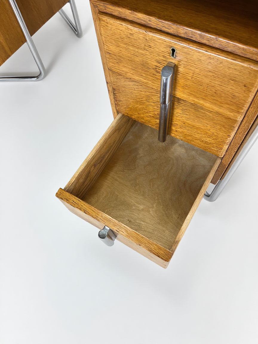 Oliver Percy Bernard For Pel Modernist Oak And Chrome Executive Desk, British C. 1931 photo 4800.0