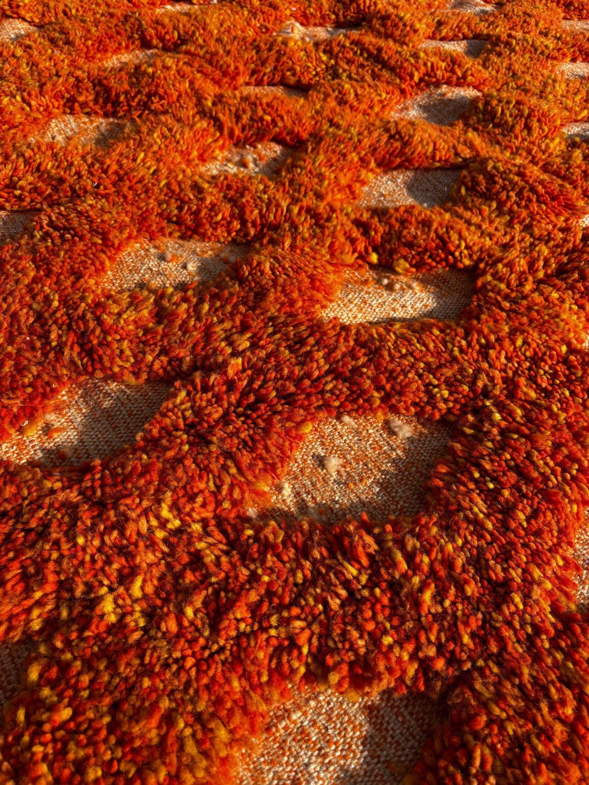 Orange Moroccan Wool Rug 250x250 Cm – Handmade Geometric Rug – Contemporary Berber Carpet – Custom Wool Area Rug – Moroccan Beni Ourain Rug photo vinterior