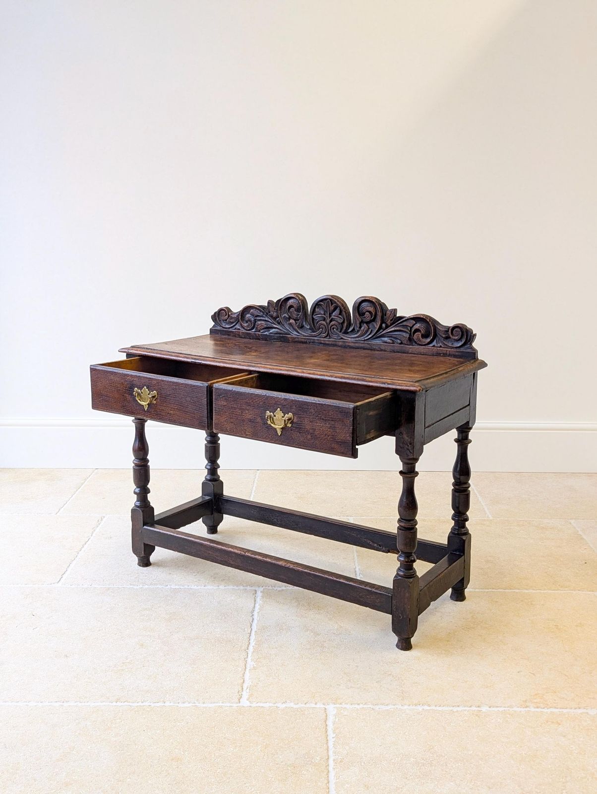 Antique Late Victorian Jacobean Revival Oak Side Table C.1890 photo Furniture