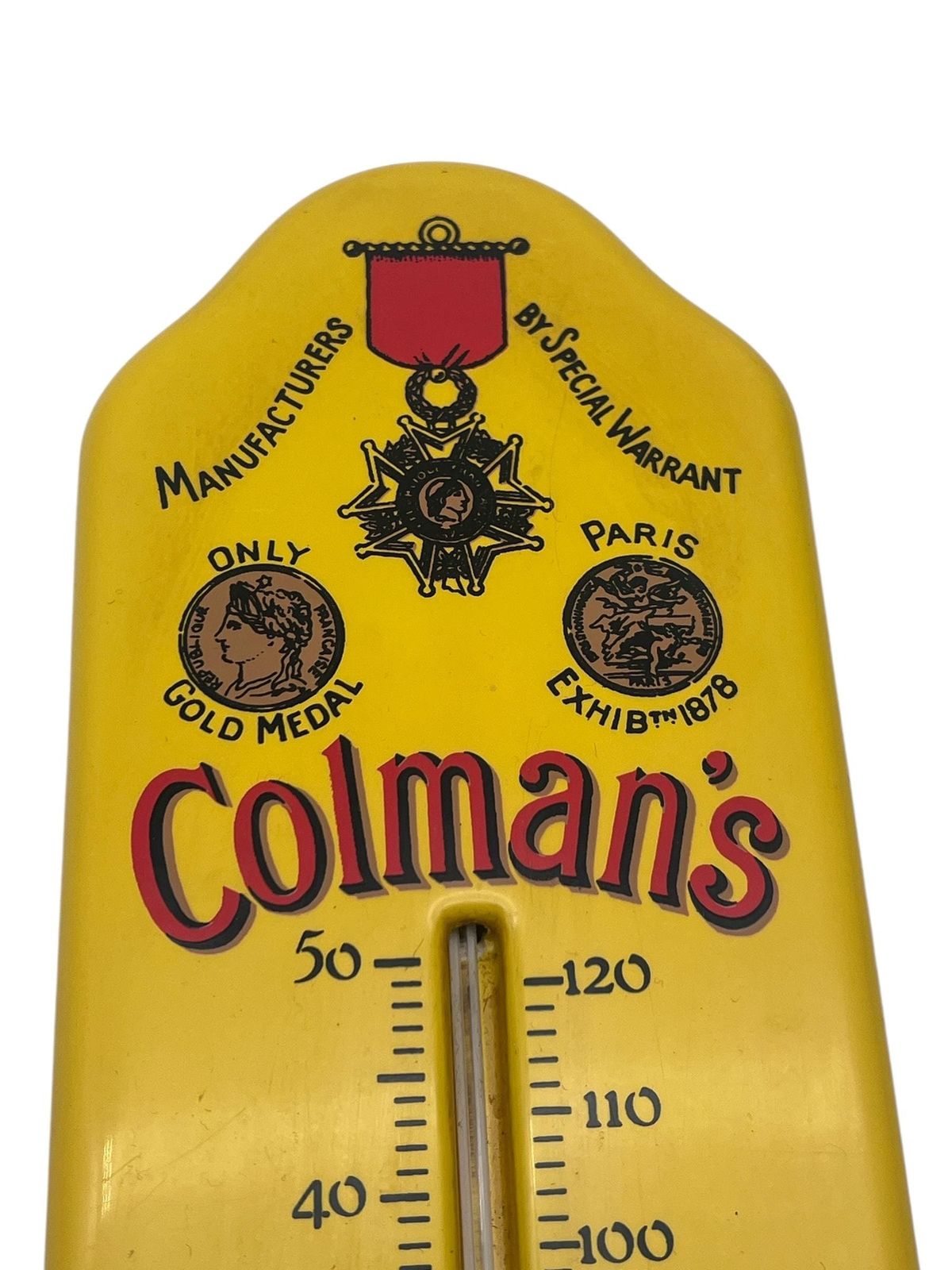 Vintage Colman's Mustard Advertising Thermometer   Wall Hanging   Farmhouse Kitchen   Kitchenalia photo furniture