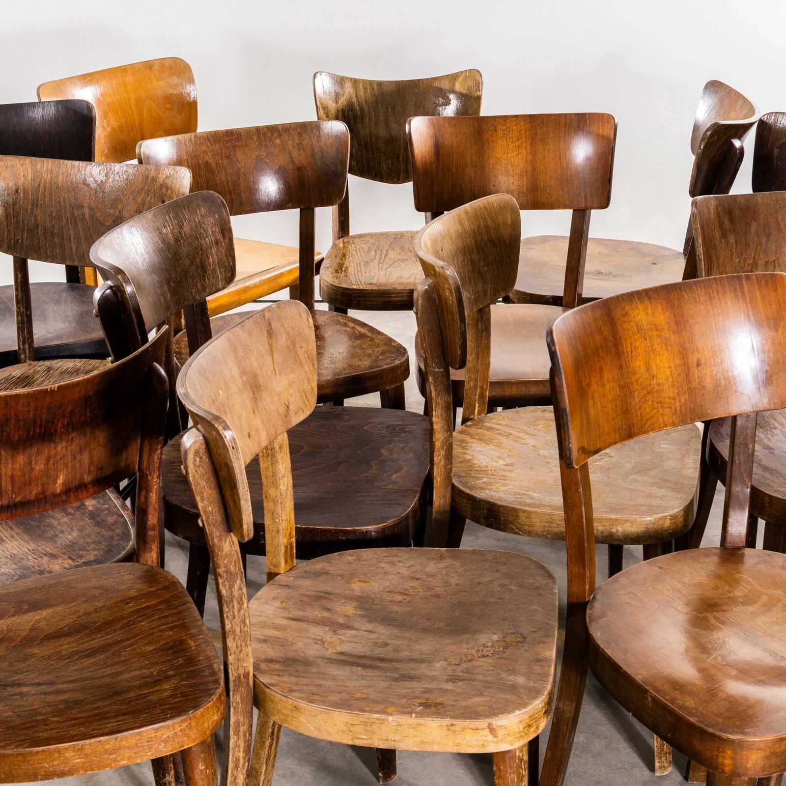 1950’s Harlequin Shield Back Bentwood Dining Chairs – Set Of Sixteen photo Furniture