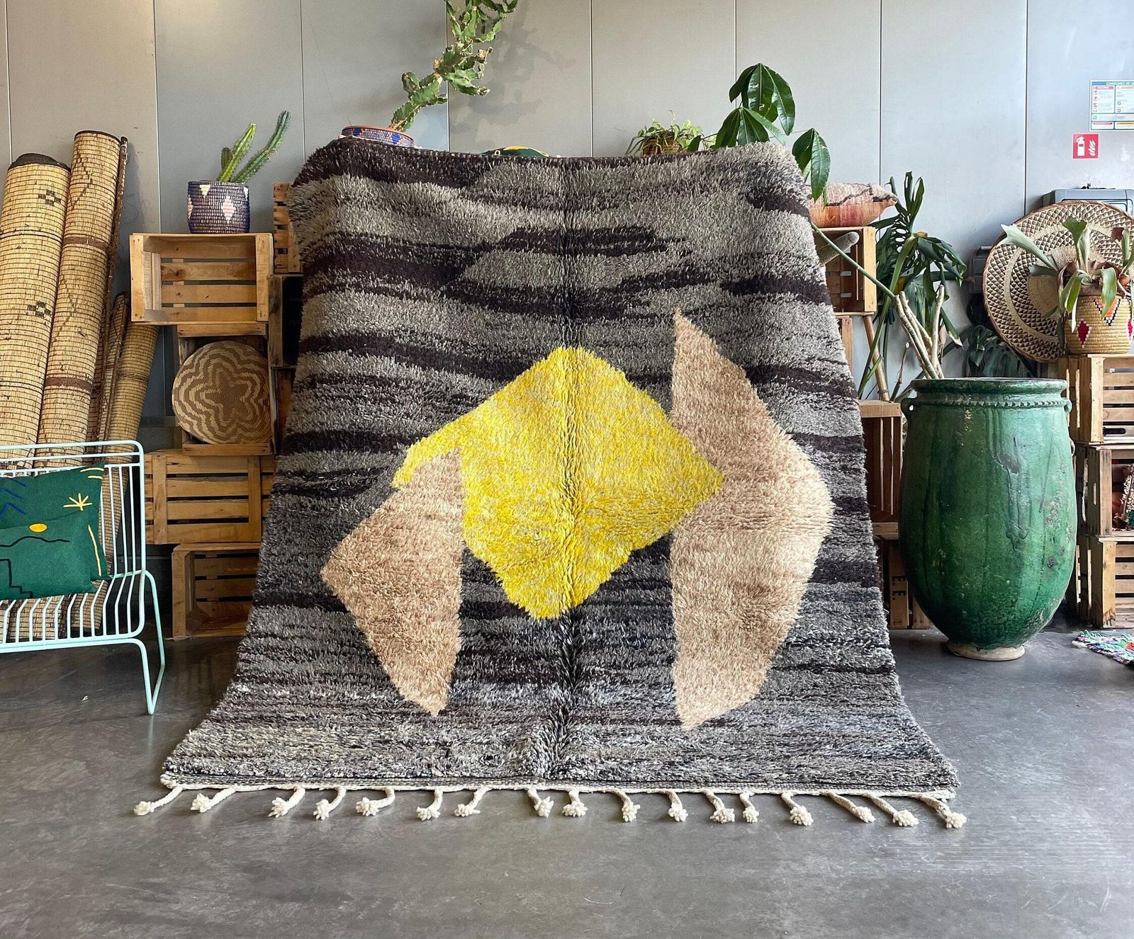 Wool Rug For Living Room, Beni Ourain Rug, Modern Interior Rug, Wool Rug, Azilal Rug, Boucherouite Rug