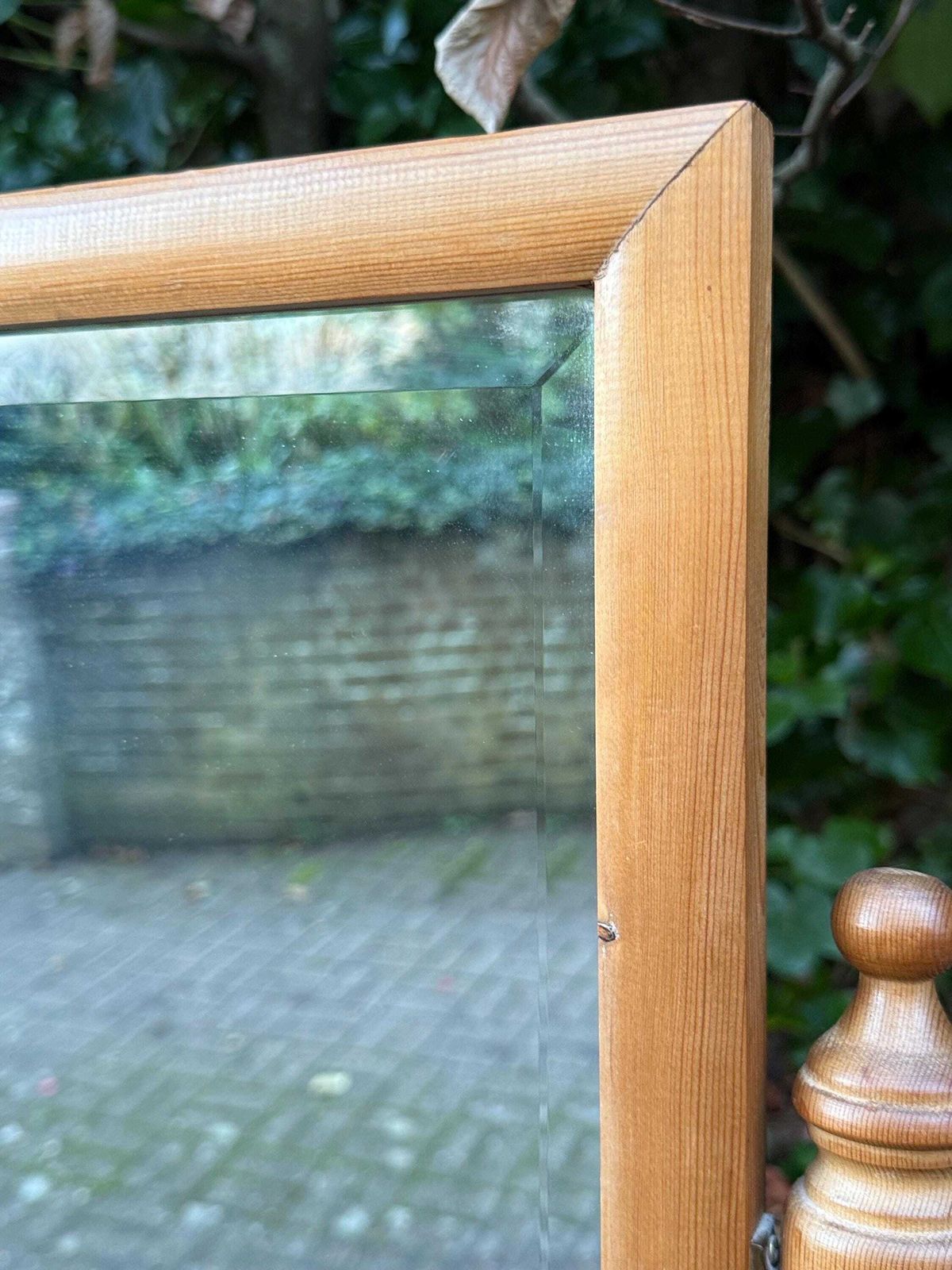 Vintage 1980s Wooden Swivel Dressing Table Mirror – Rustic Pine Country Farmhouse Vanity Décor photo 195.0