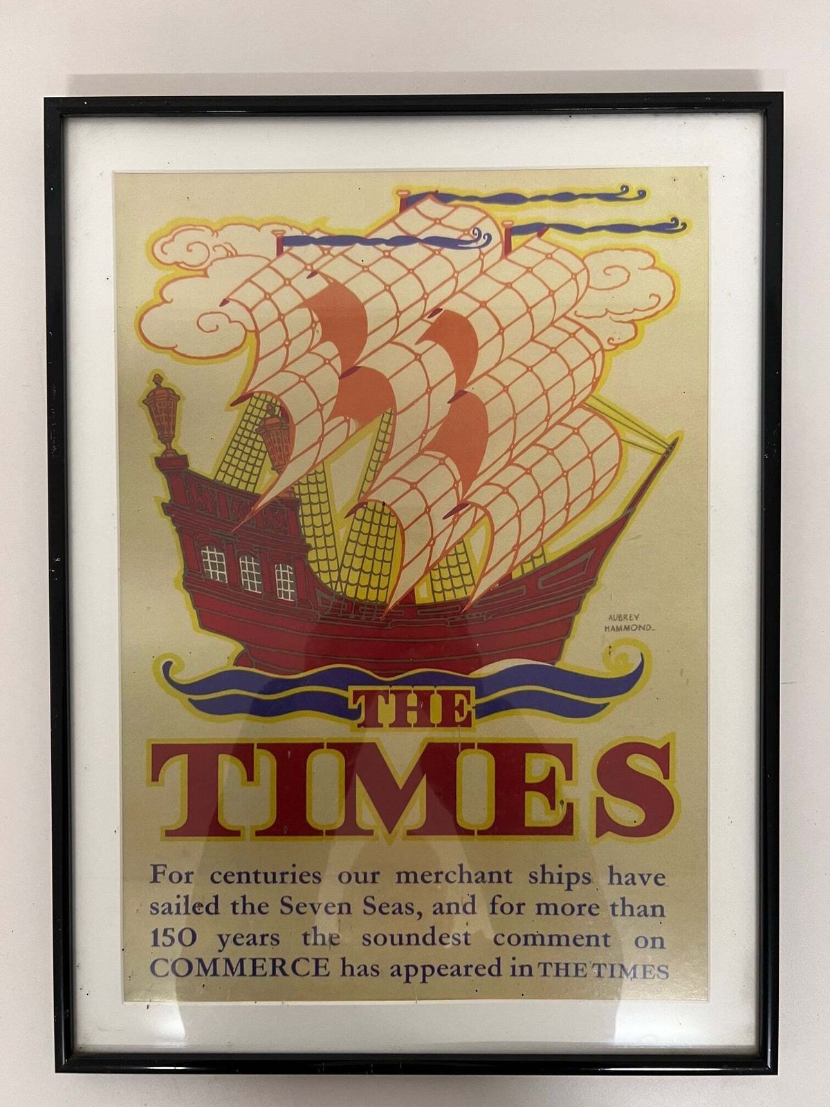 A Set Of 5 X Glazed Framed Prints From "The Times Newspaper" By Aubrey Hammond photo for sale