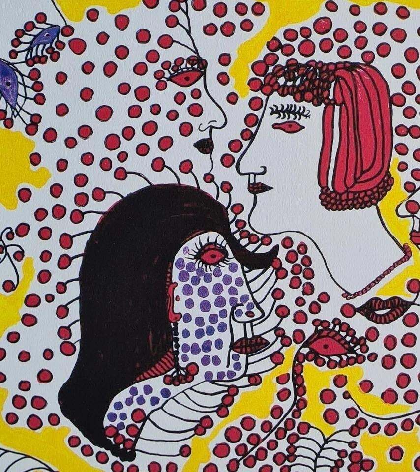 After Yayoi Kusama, Girls Aaa , Lithograph, 1990s photo furniture