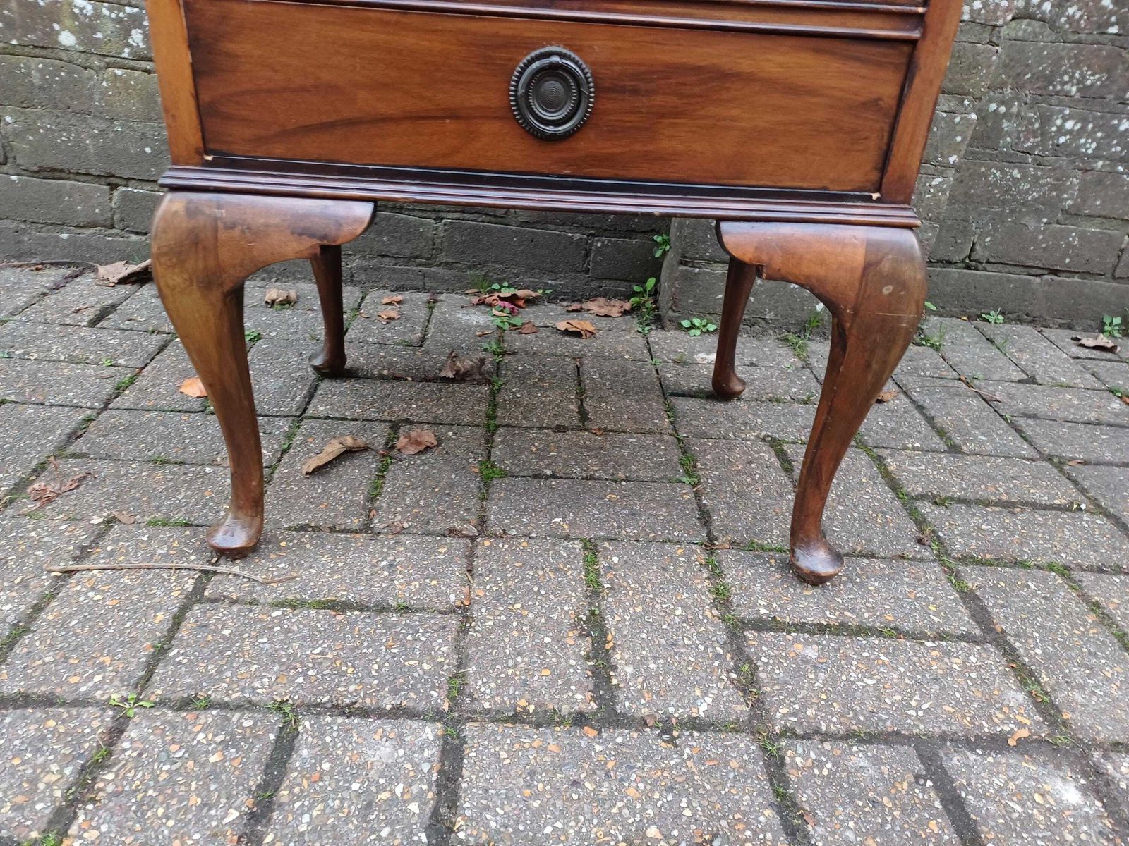 photo furniture Antique Edwardian Music Chest C1910 On Cabriole Legs – Mahogany Sheet Music Cabinet With 5 Slide Out Drawers & Gallery Top