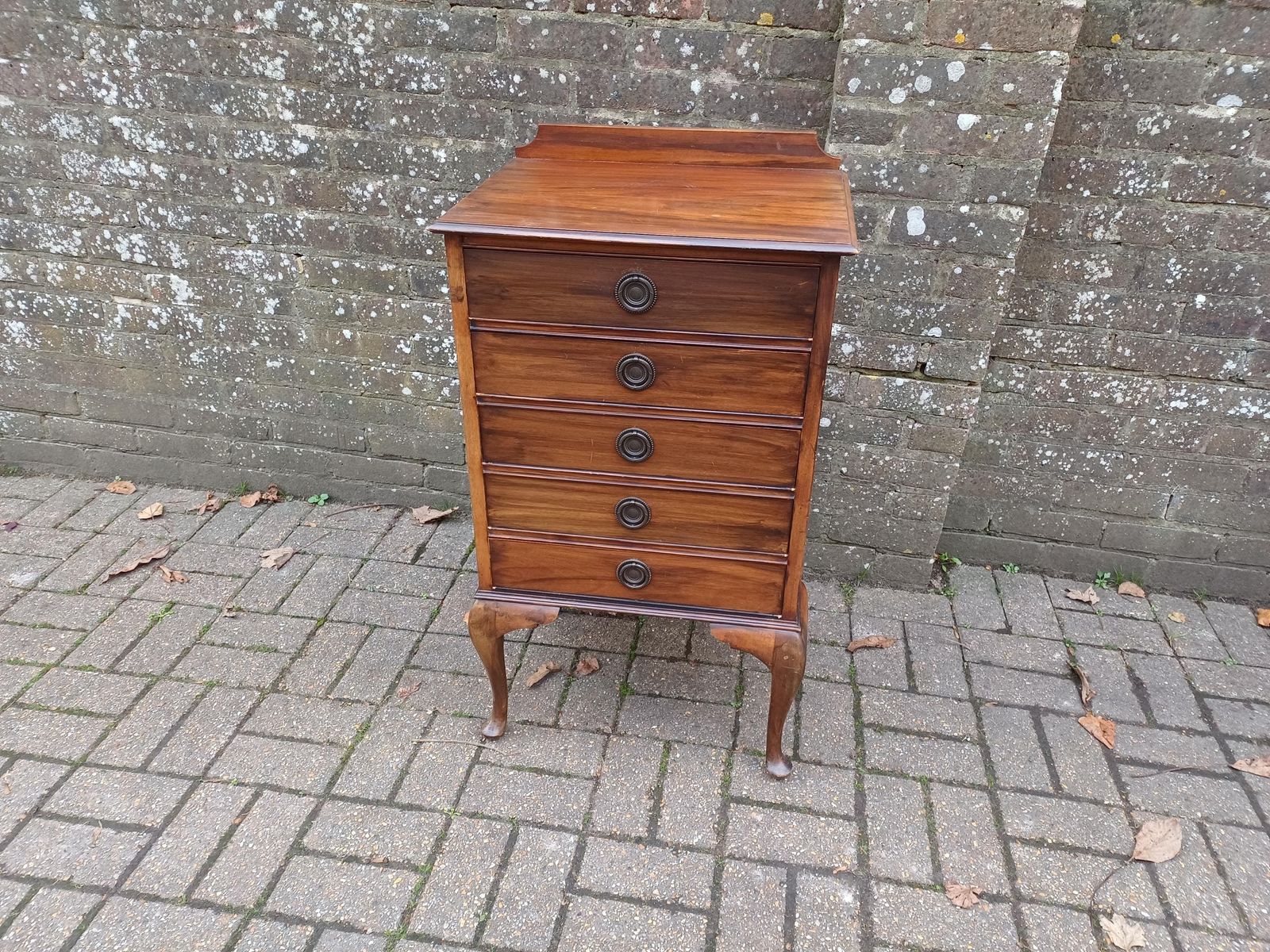 Furniture Antique Edwardian Music Chest C1910 On Cabriole Legs – Mahogany Sheet Music Cabinet With 5 Slide Out Drawers & Gallery Top photo