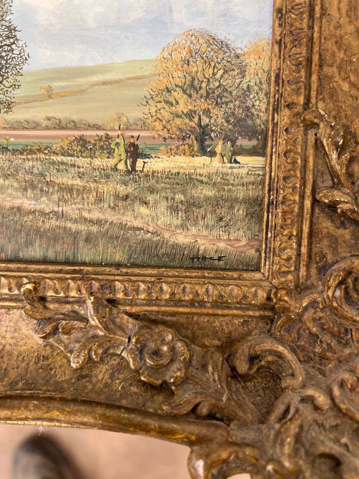 A Pheasant Shooting Scene Miniature Watercolour In A Ornate Gilt Frame By Artist Nicholas Mace photo 600.0