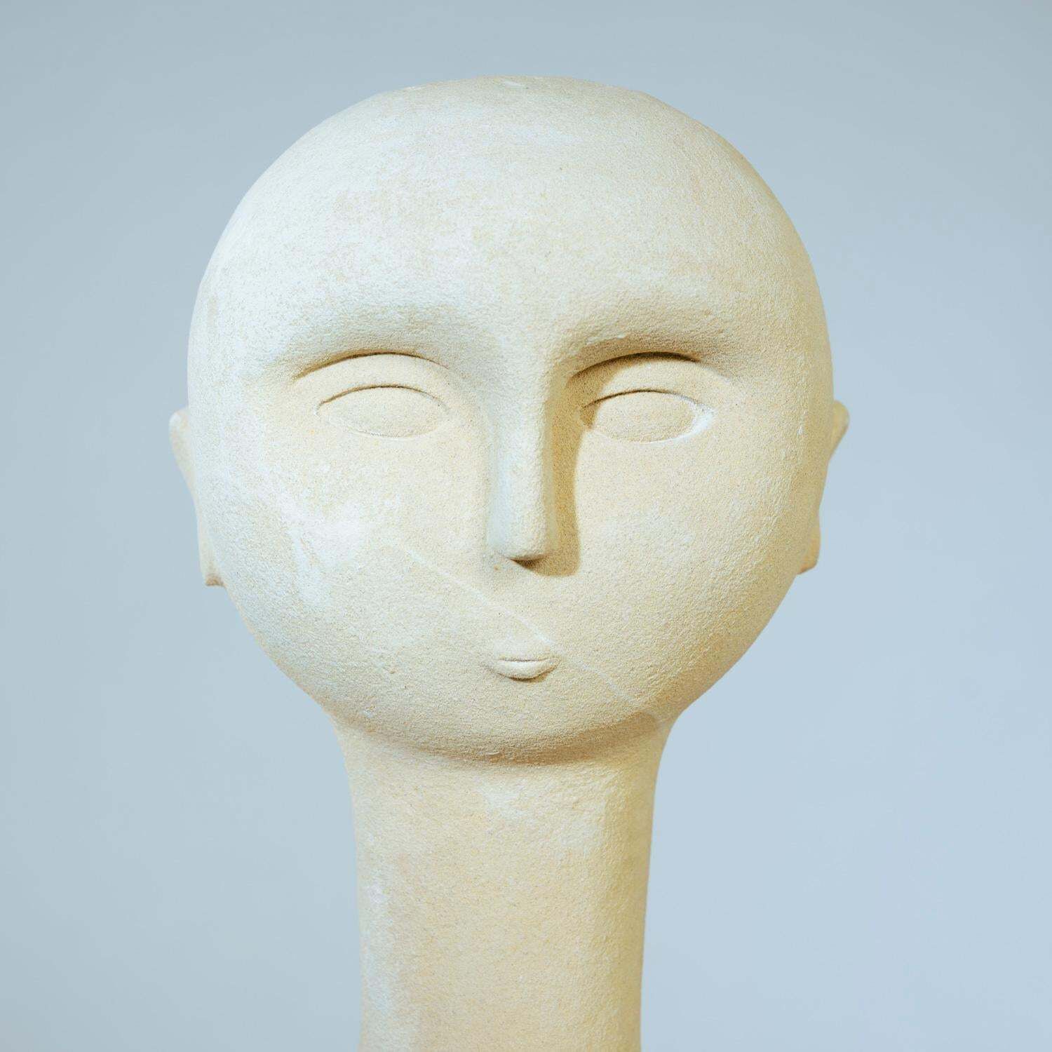 Modernist Bust Sculture Of A Woman In Sandstone photo vintage