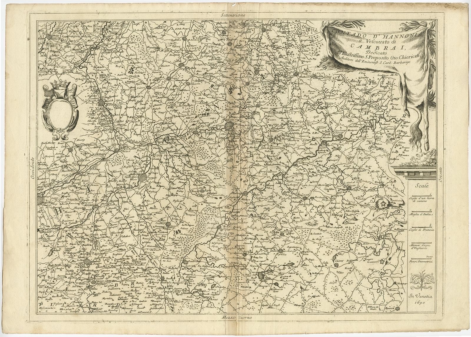 Antique Map Of Western Belgium And Eastern France By Coronelli (1690)