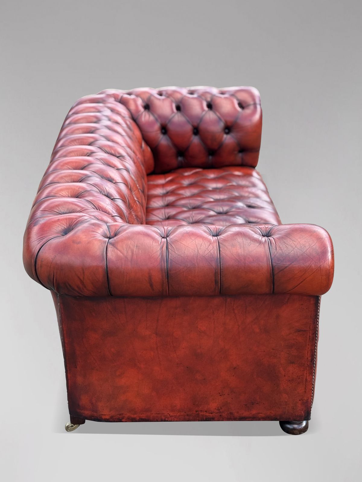 Early 20th Century Red Leather 3 Seater Chesterfield Sofa photo vinterior