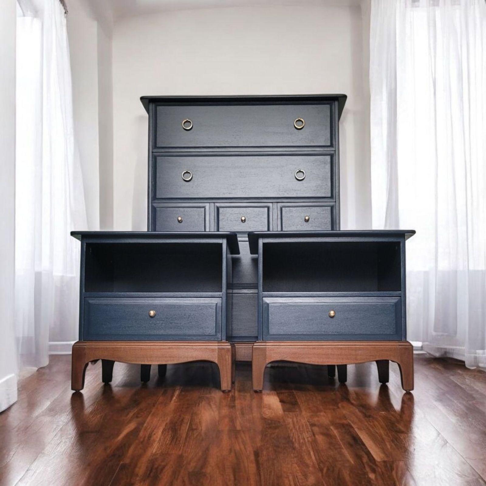 Stag Minstrel Bedroom Set Navy Blue Painted To Order photo furniture