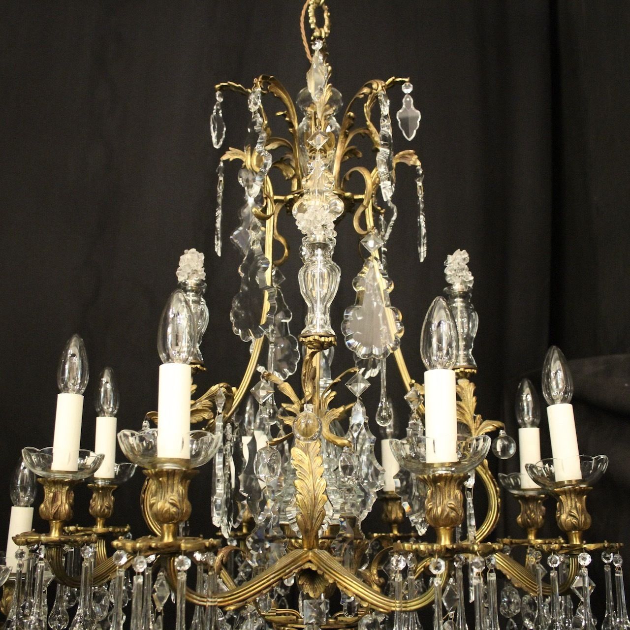 photo for sale French Pair Of Gilded Bronze Antique Chandeliers