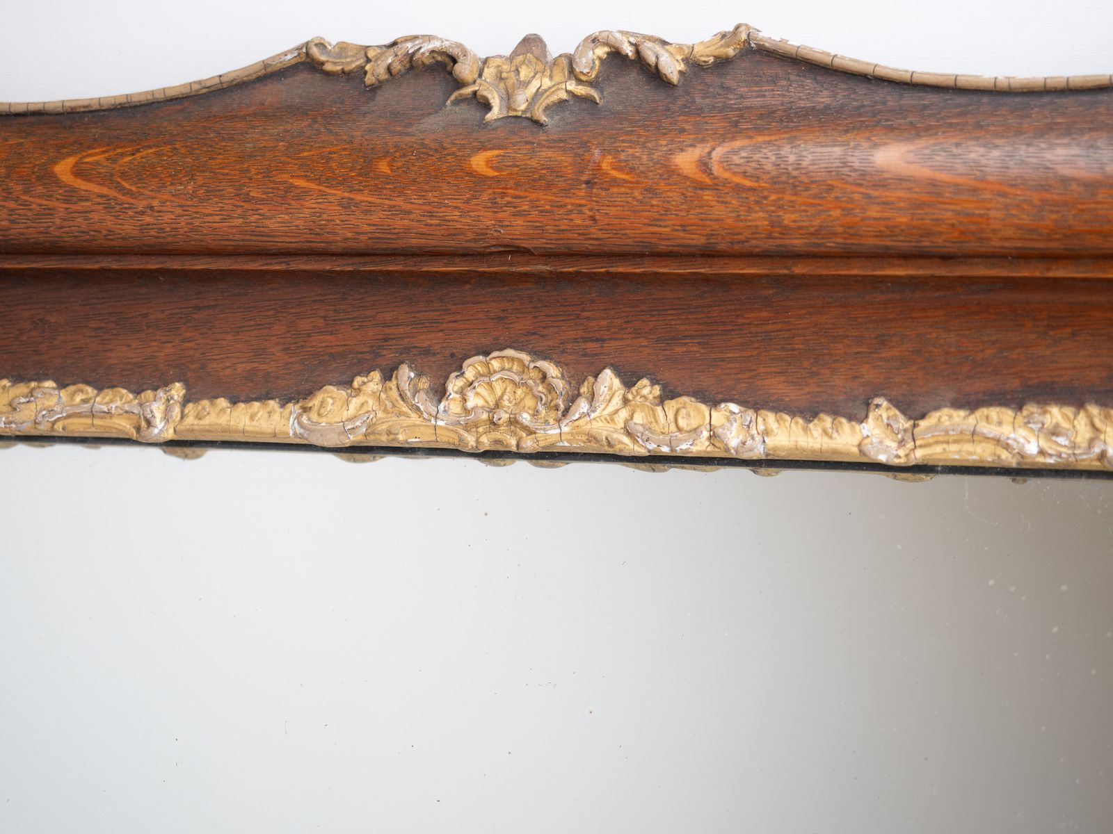 French Rococo Revival Oak And Gilt Gesso Wall Mirror, Circa 1870–1890, Late 19th Century Louis XV Revival photo vinterior