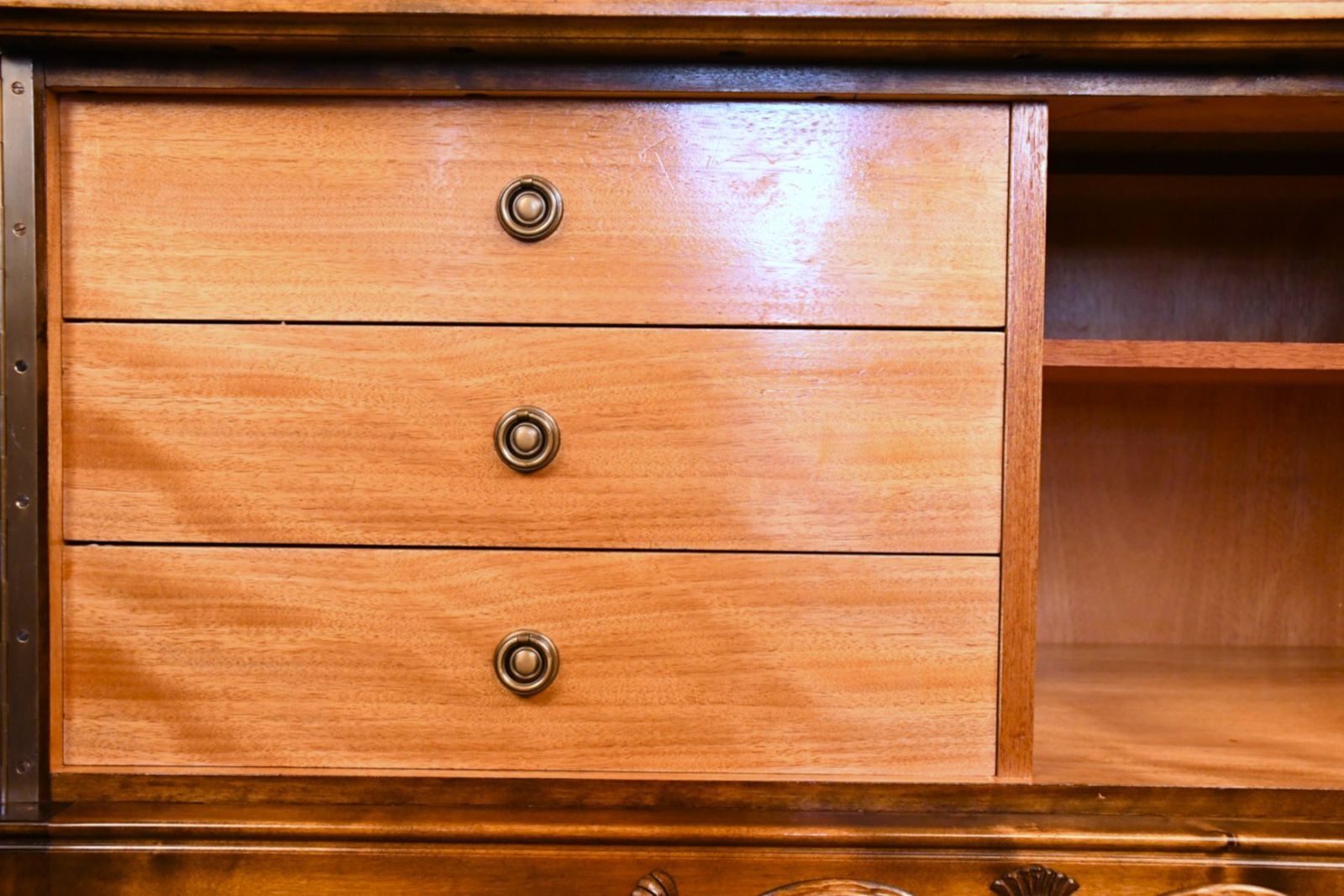 photo for sale Swedish Grace Flamed Birch Sideboard From Seffle Möbelfabrik, Late 1920s