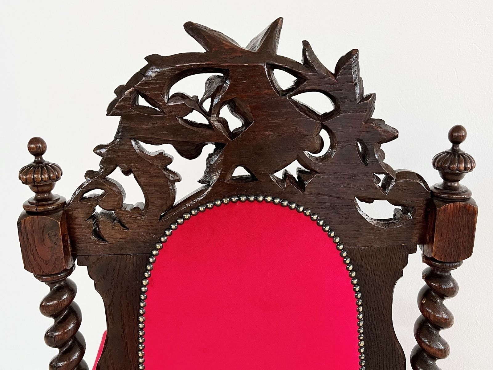 photo buy Italian Baroque Throne Armchair In Nutwood Reupholstered In Velvet
