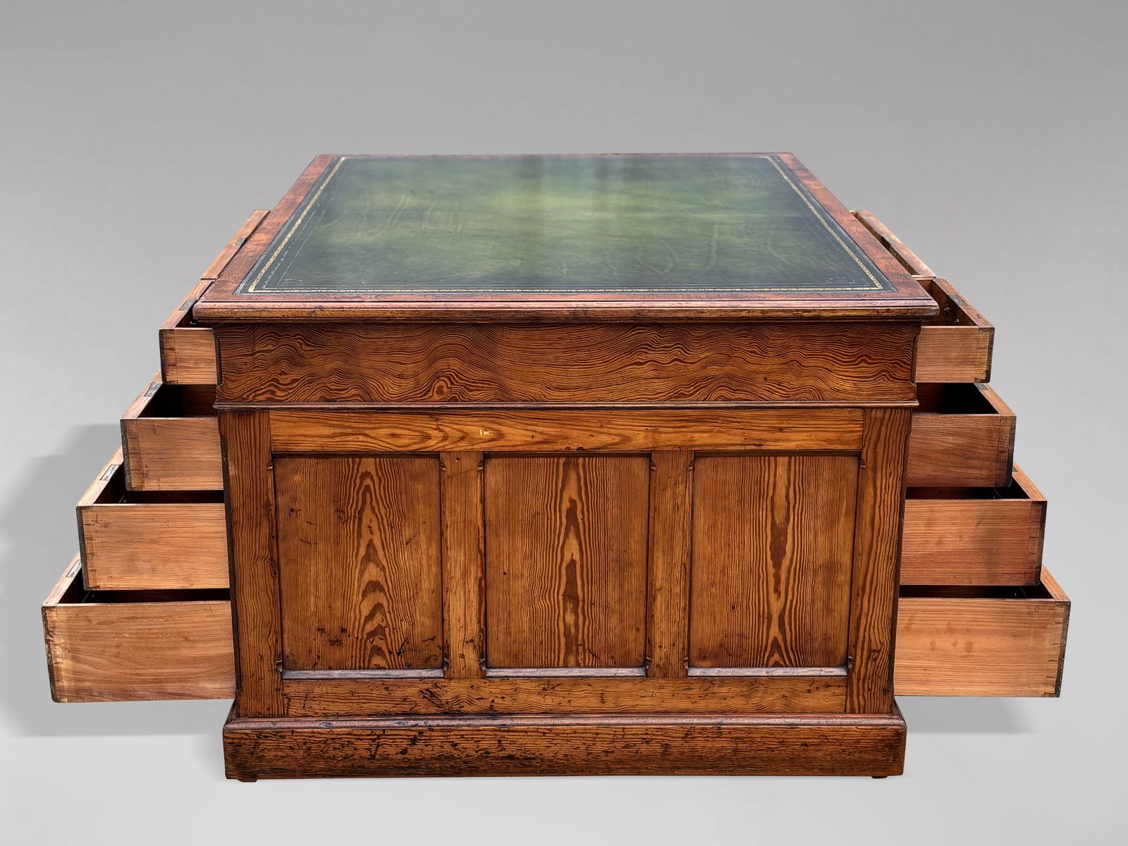 Stunning Patina 19th Century Pitch Pine Partners Desk photo furniture