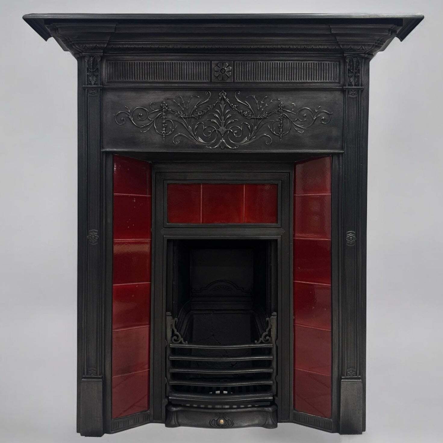 Antique Victorian Tiled Cast Iron Combination Fireplace