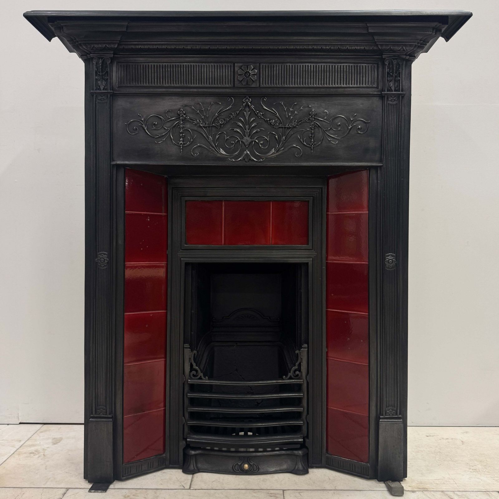 photo buy Antique Victorian Tiled Cast Iron Combination Fireplace