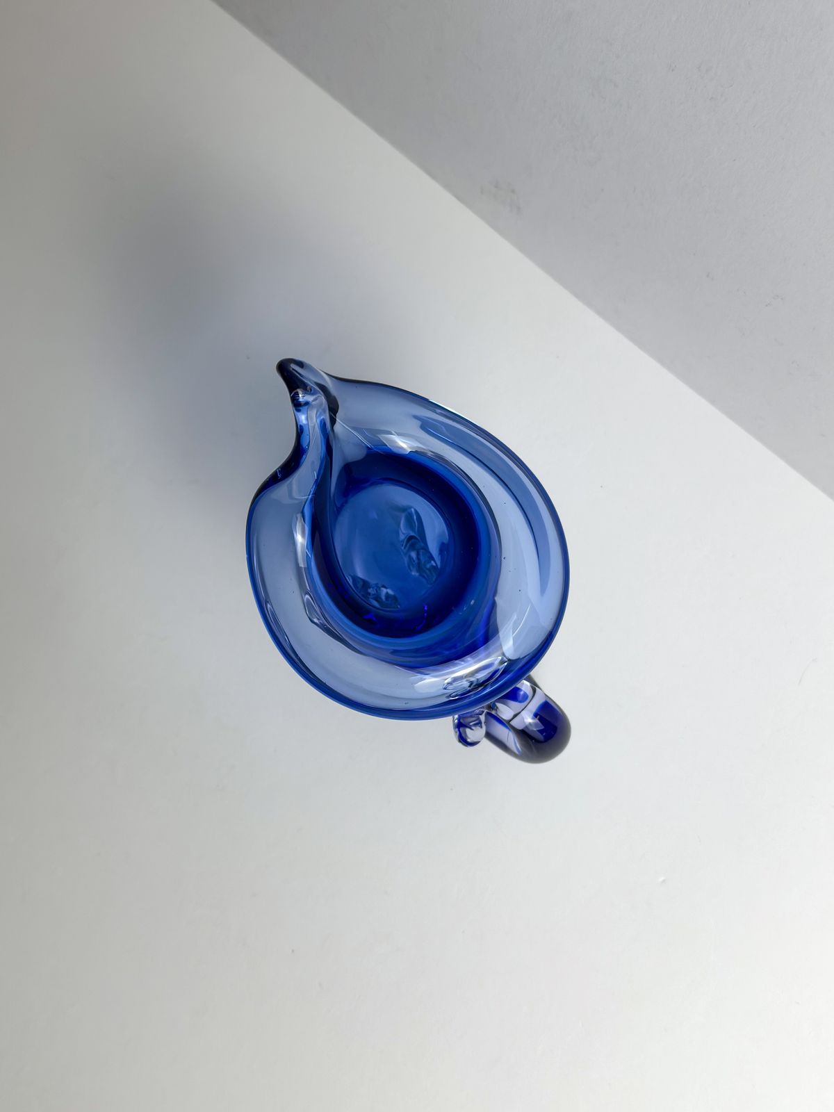 Murano Glass Cornucopia Vase In Cobalt Blue Sommerso By Archimede Seguso, 1950s photo furniture