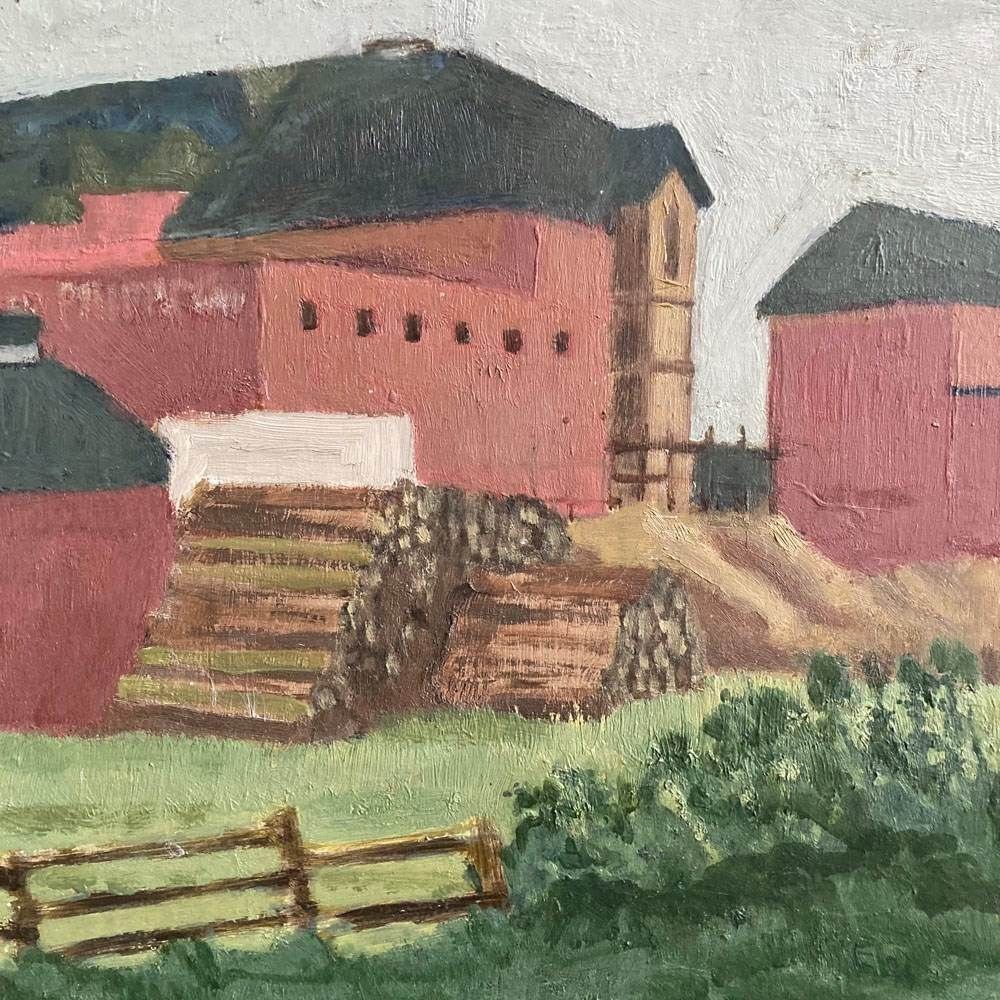 Industrial Canal Landscape Oil Painting photo vinterior