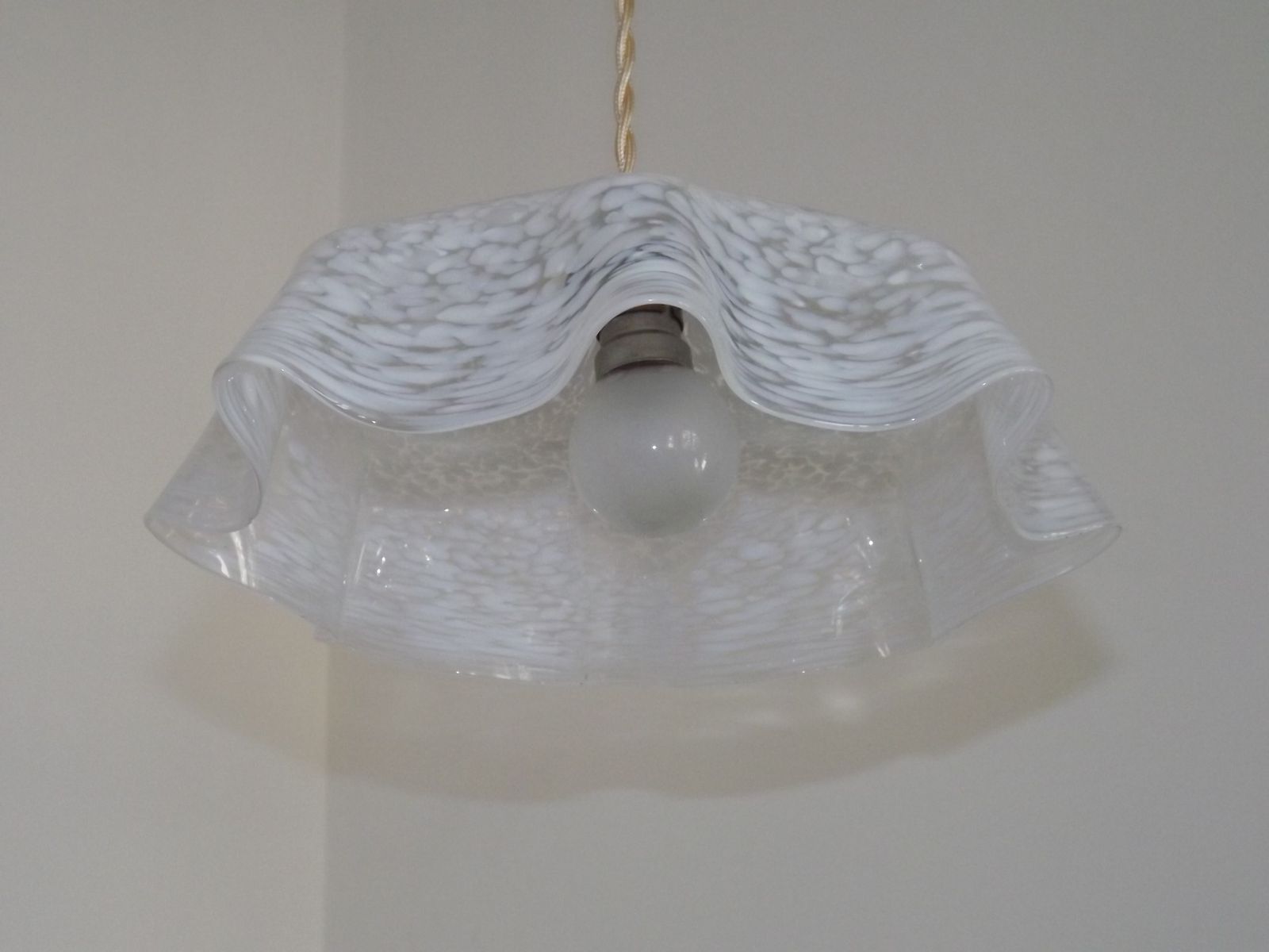 photo furniture French Vintage 1930s White Frilled Clichy Glass Lampshade Ceiling Light