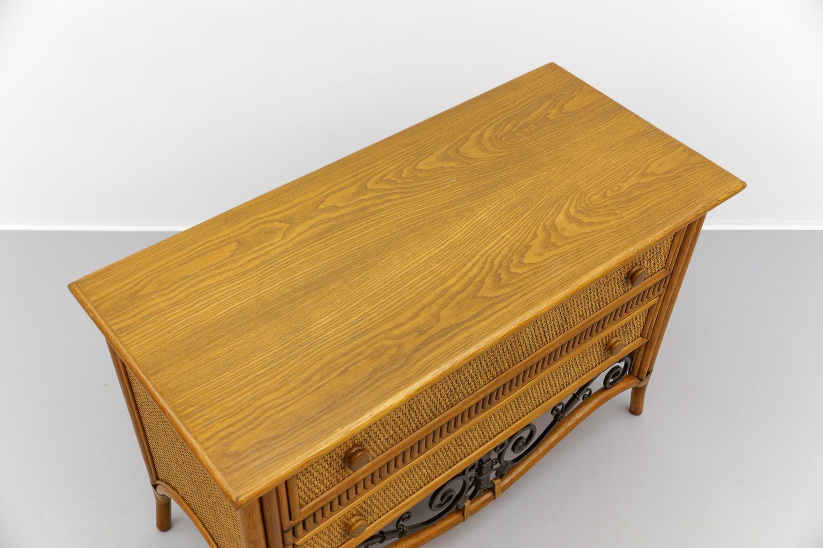 Italian Chest Of Drawers Made Of Rattan And Wrought Iron, 1970s, Set Of 2 photo buy