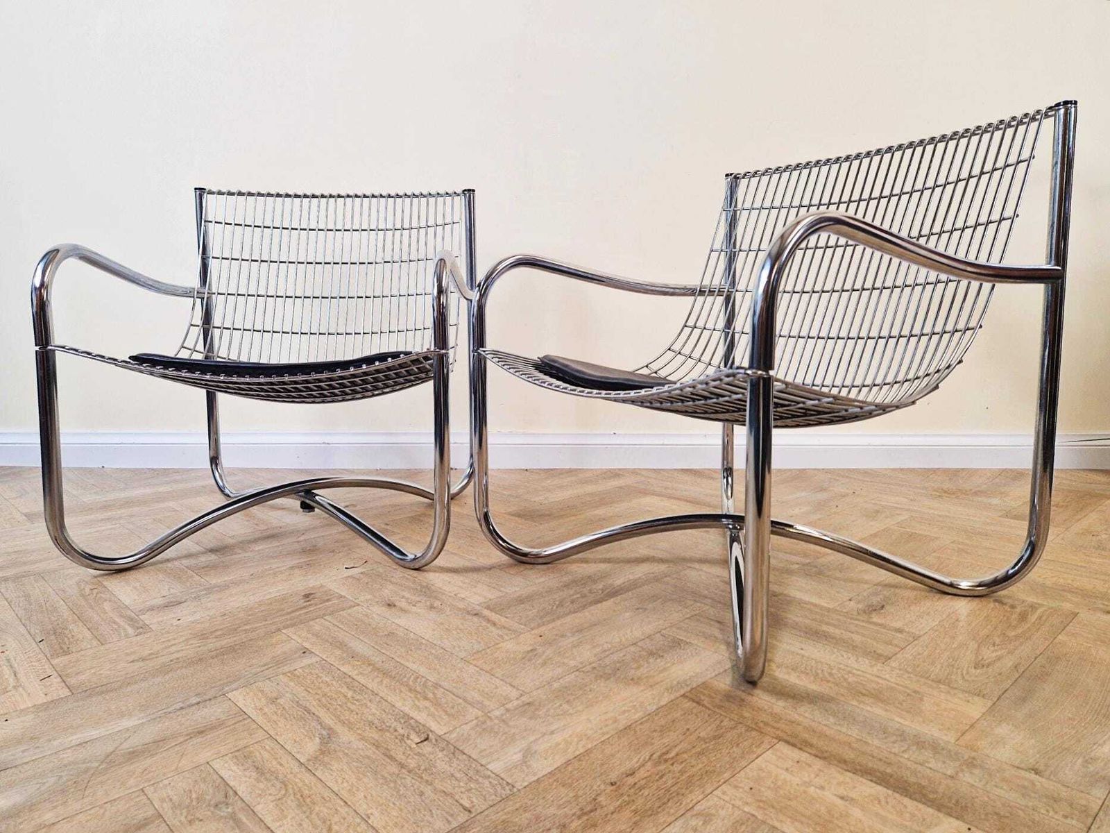 2 X Rare David Mellor O.B.E Iconic Mid Century Chrome & Steel Lounge Accent Chairs Bl789 photo for sale