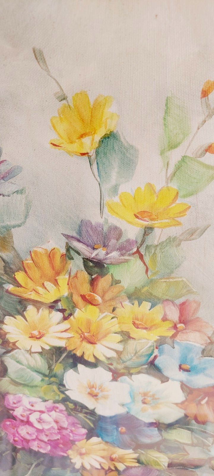 Oil Painting On Canvas Flowers A. René 50x70 Cm 60s/70s photo buy