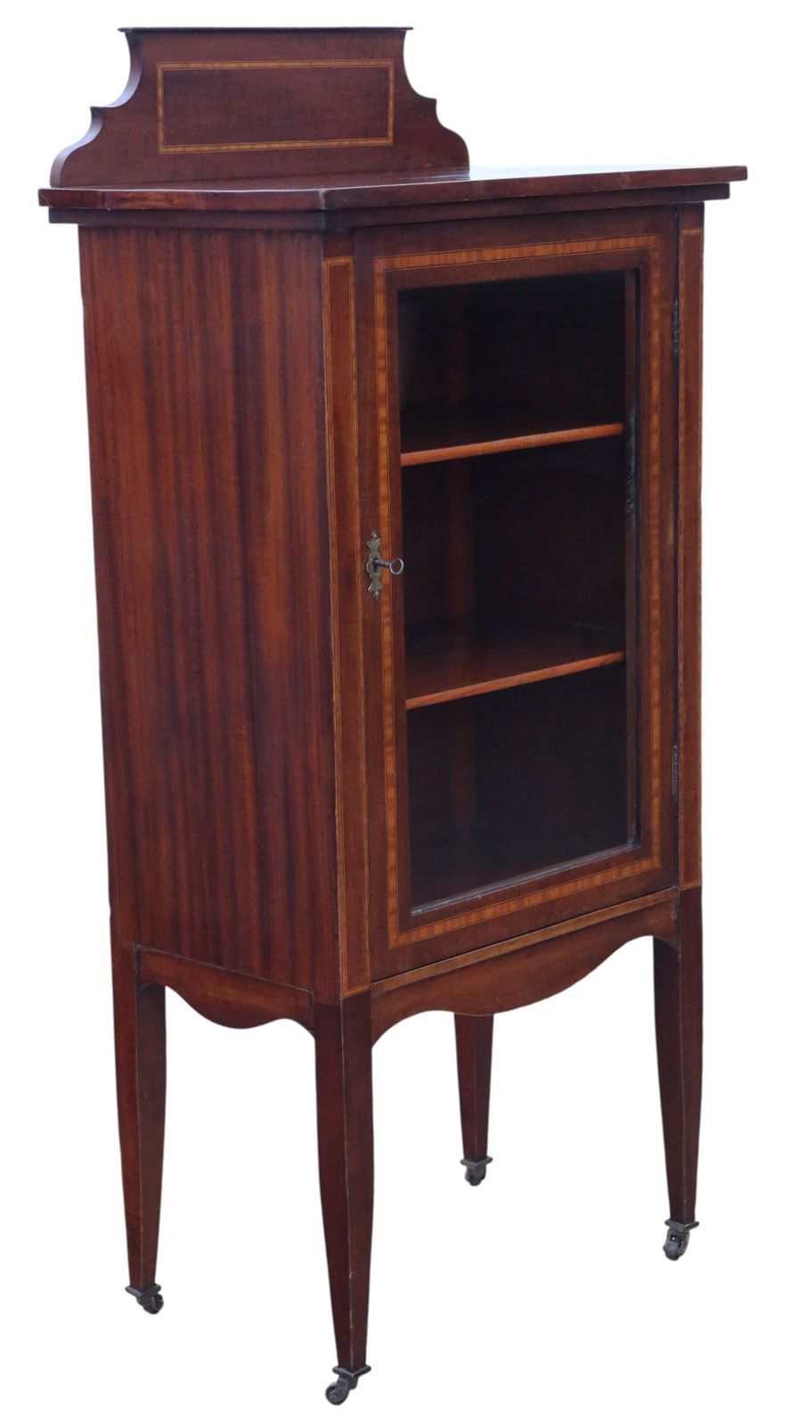 Antique Quality Edwardian C.1910 Inlaid Mahogany Display Cabinet / Bookcase